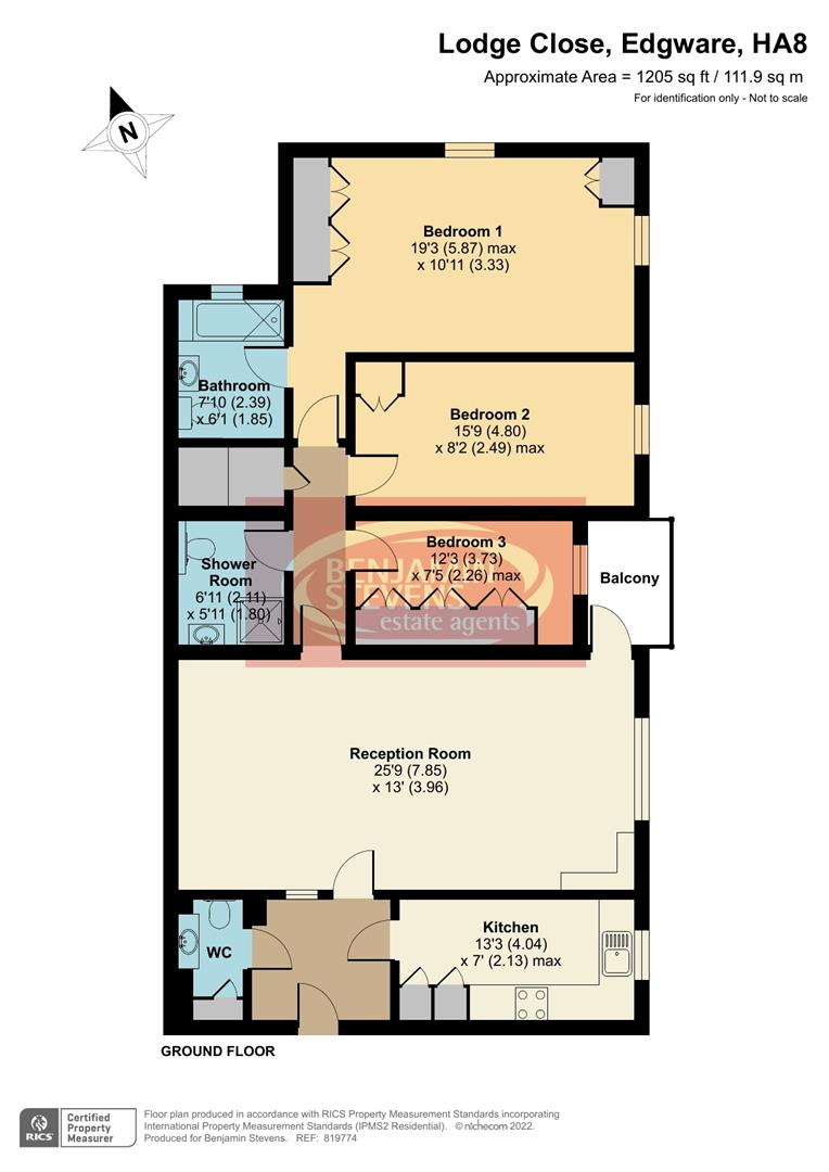 3 bed apartment for sale in Lodge Close, Edgware - Property Floorplan