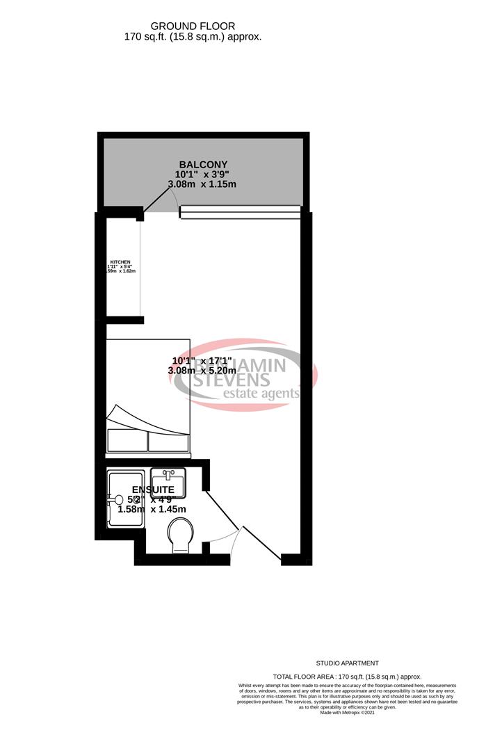 1 bed studio flat for sale in Dumfries Street, Luton - Property Floorplan