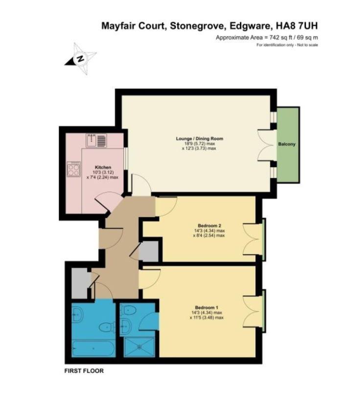 2 bed flat for sale in Mayfair Court, Edgware - Property Floorplan