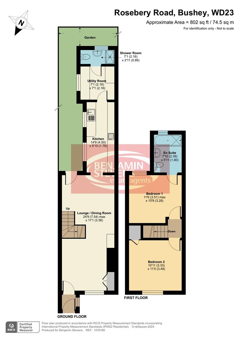 2 bed terraced house for sale in Rosebery Road, Bushey - Property Floorplan