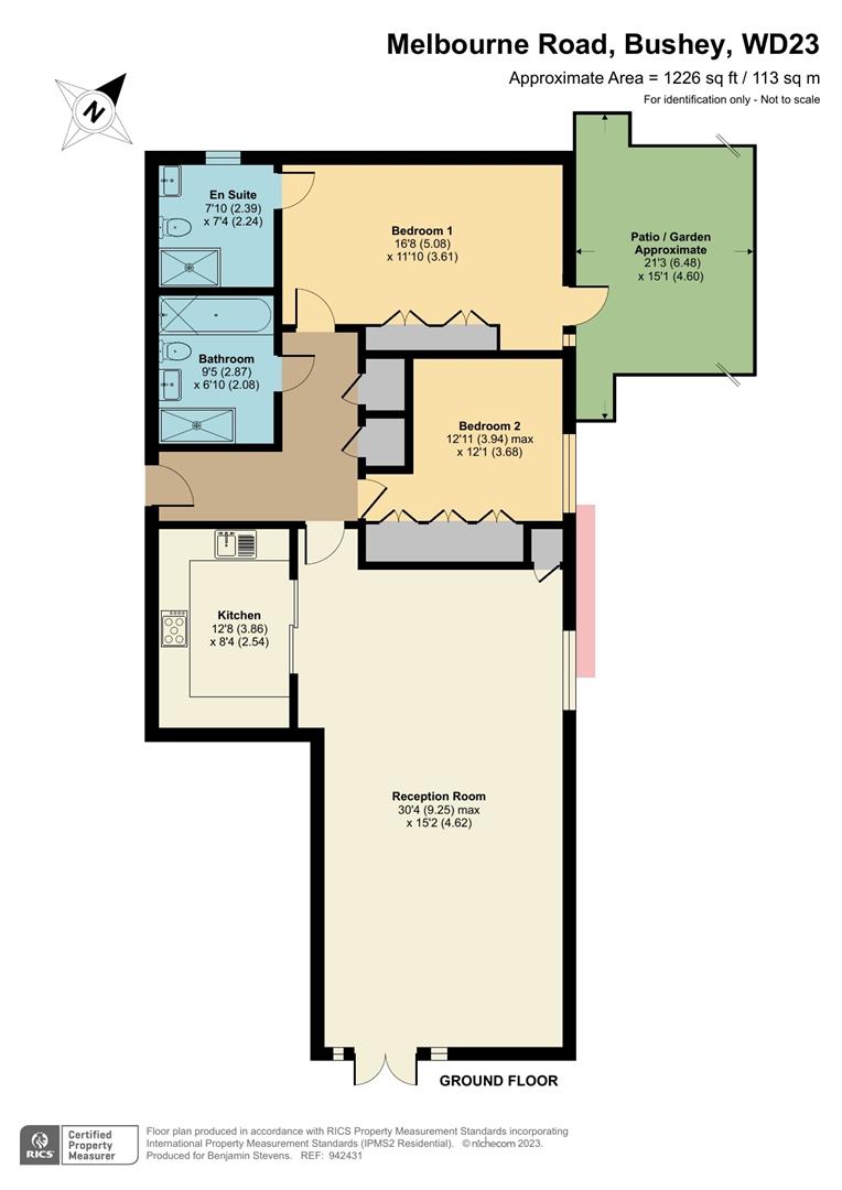 2 bed flat for sale in Melbourne Road, Bushey - Property Floorplan