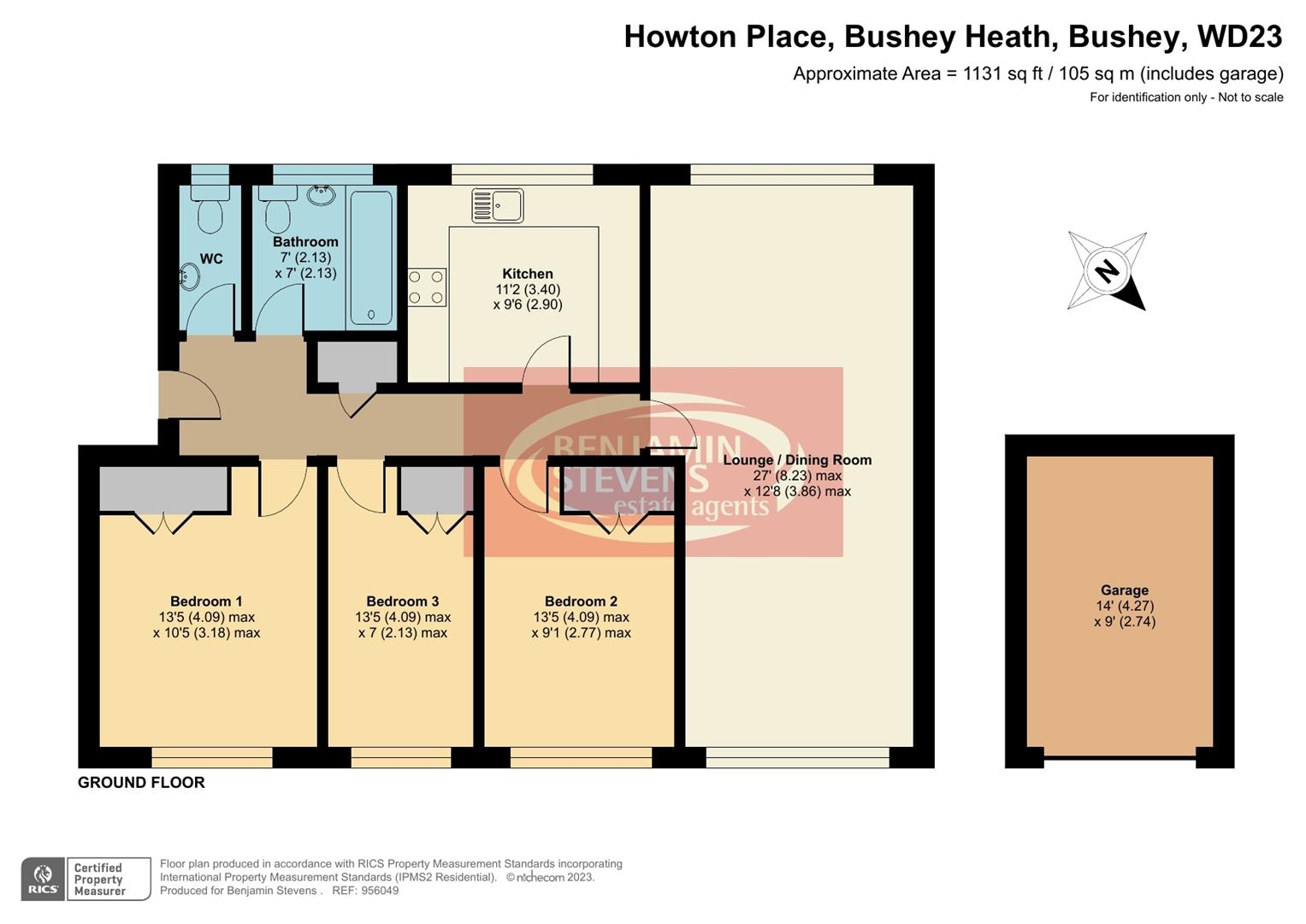 3 bed flat for sale in Howton Place, Bushey - Property Floorplan