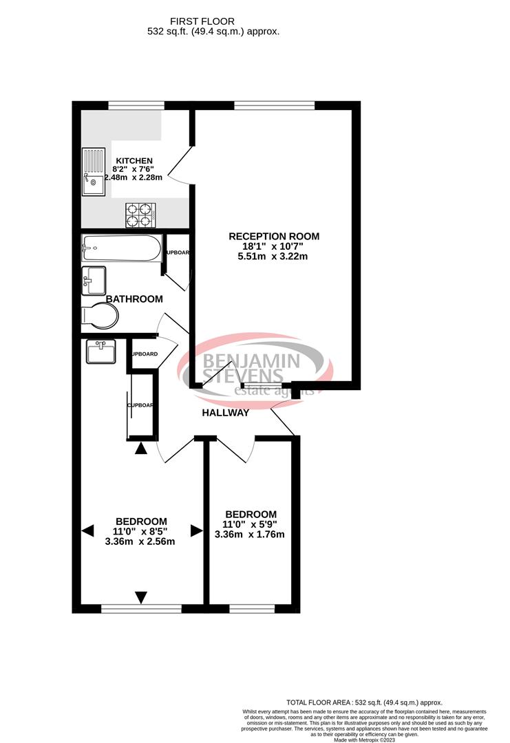 2 bed flat for sale in Pavilion Way, Edgware - Property Floorplan