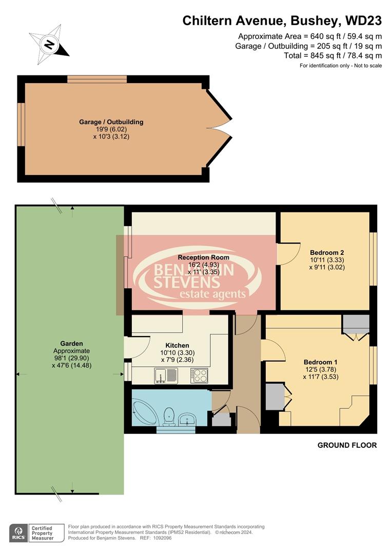 2 bed semi-detached bungalow for sale in Chiltern Avenue, Bushey - Property Floorplan