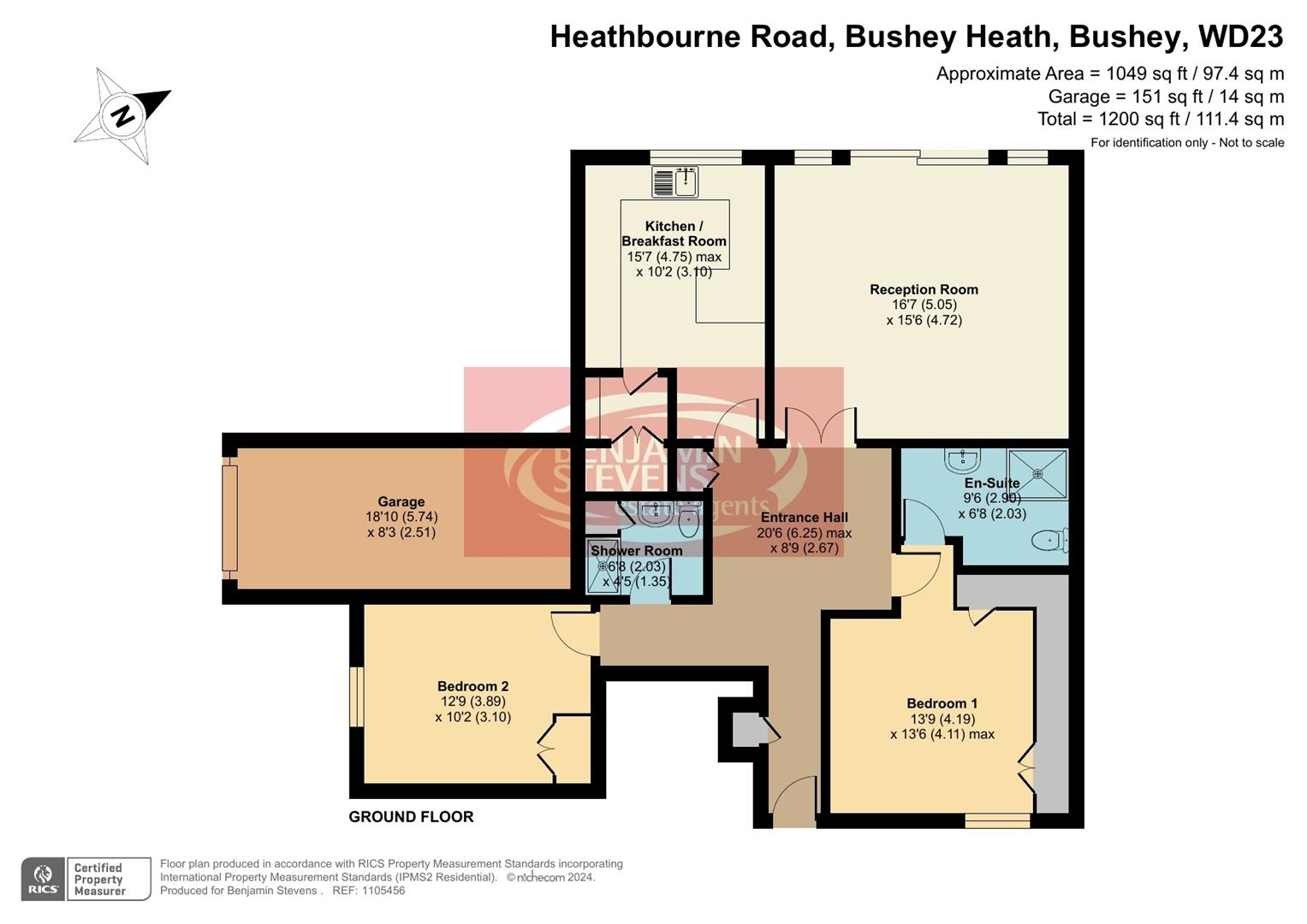 2 bed flat for sale in Heathbourne Road, Bushey - Property Floorplan