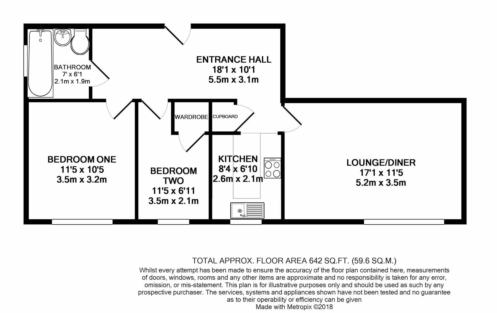 2 bed flat for sale in Claybury, Bushey - Property Floorplan