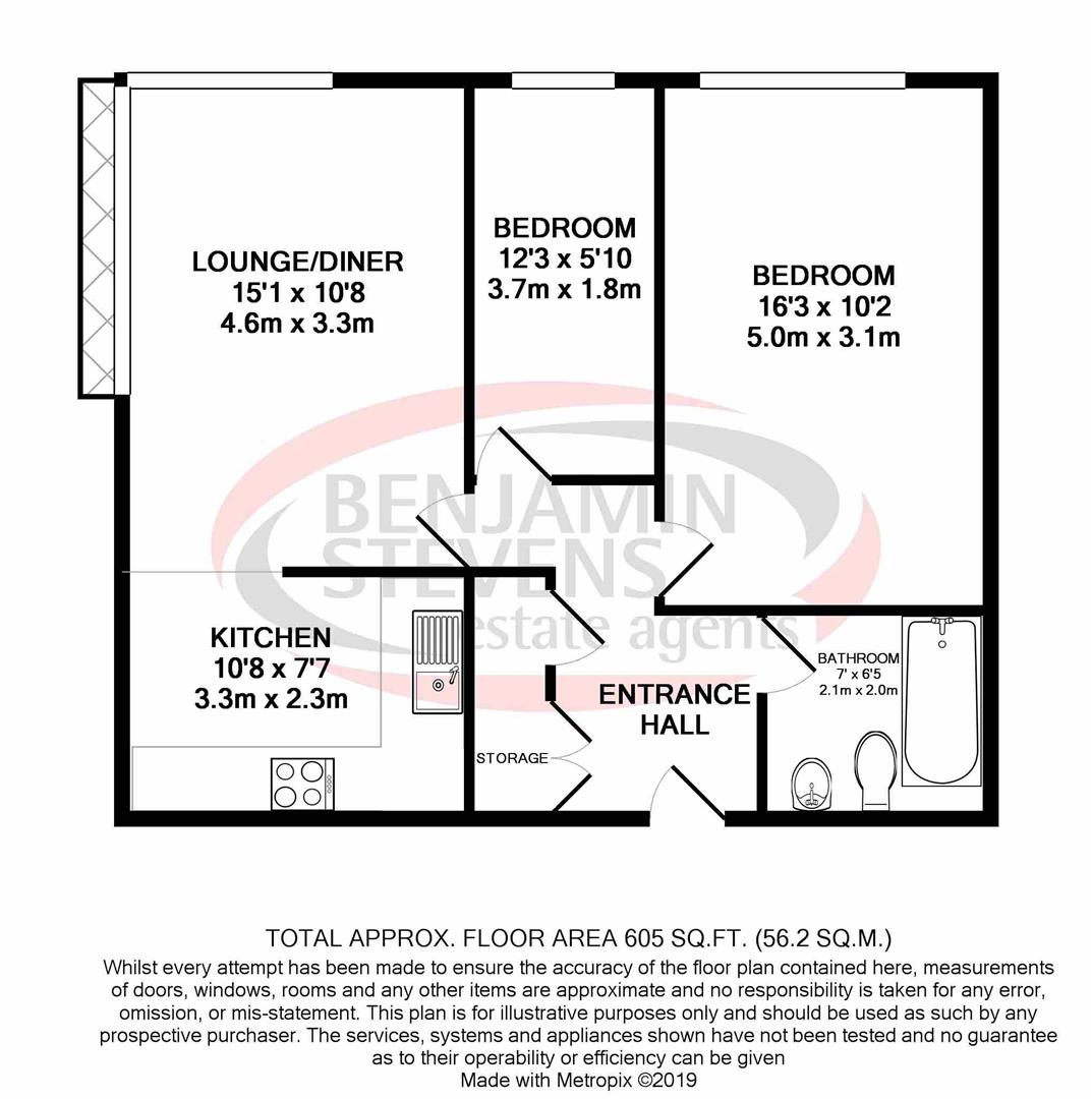2 bed apartment for sale in Whippendell Road, Watford - Property Floorplan