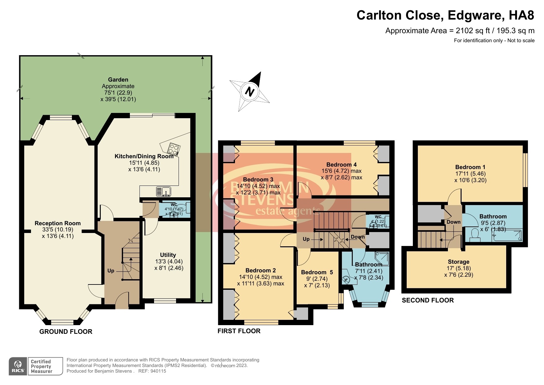 5 bed semi-detached house for sale in Carlton Close, Edgware - Property Floorplan