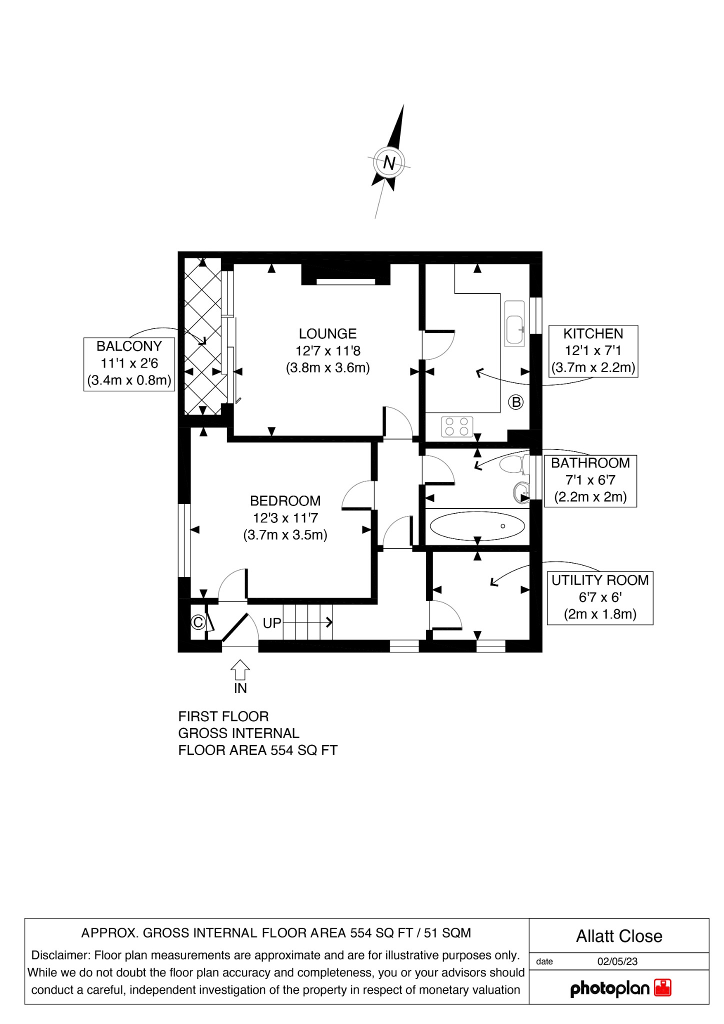 1 bed flat for sale in Allatt Close, Barnsley - Property Floorplan