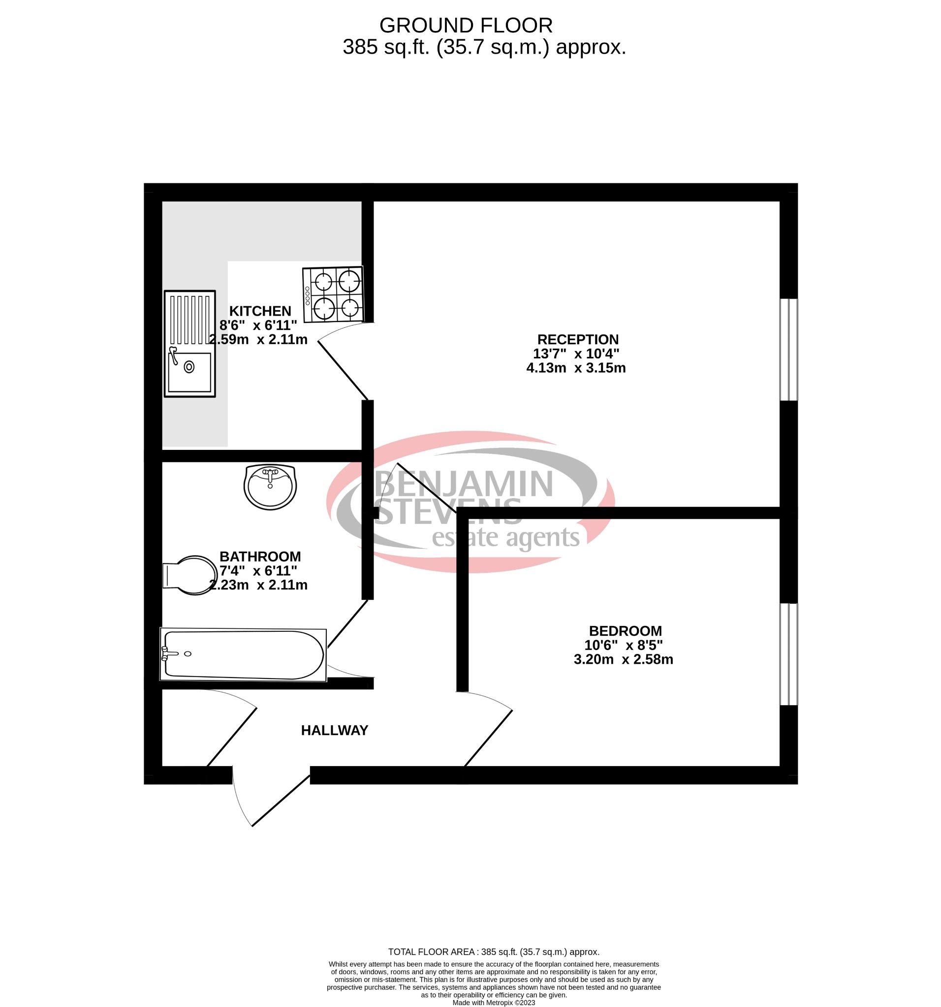 1 bed flat to rent in Springwood Crescent, Edgware - Property Floorplan