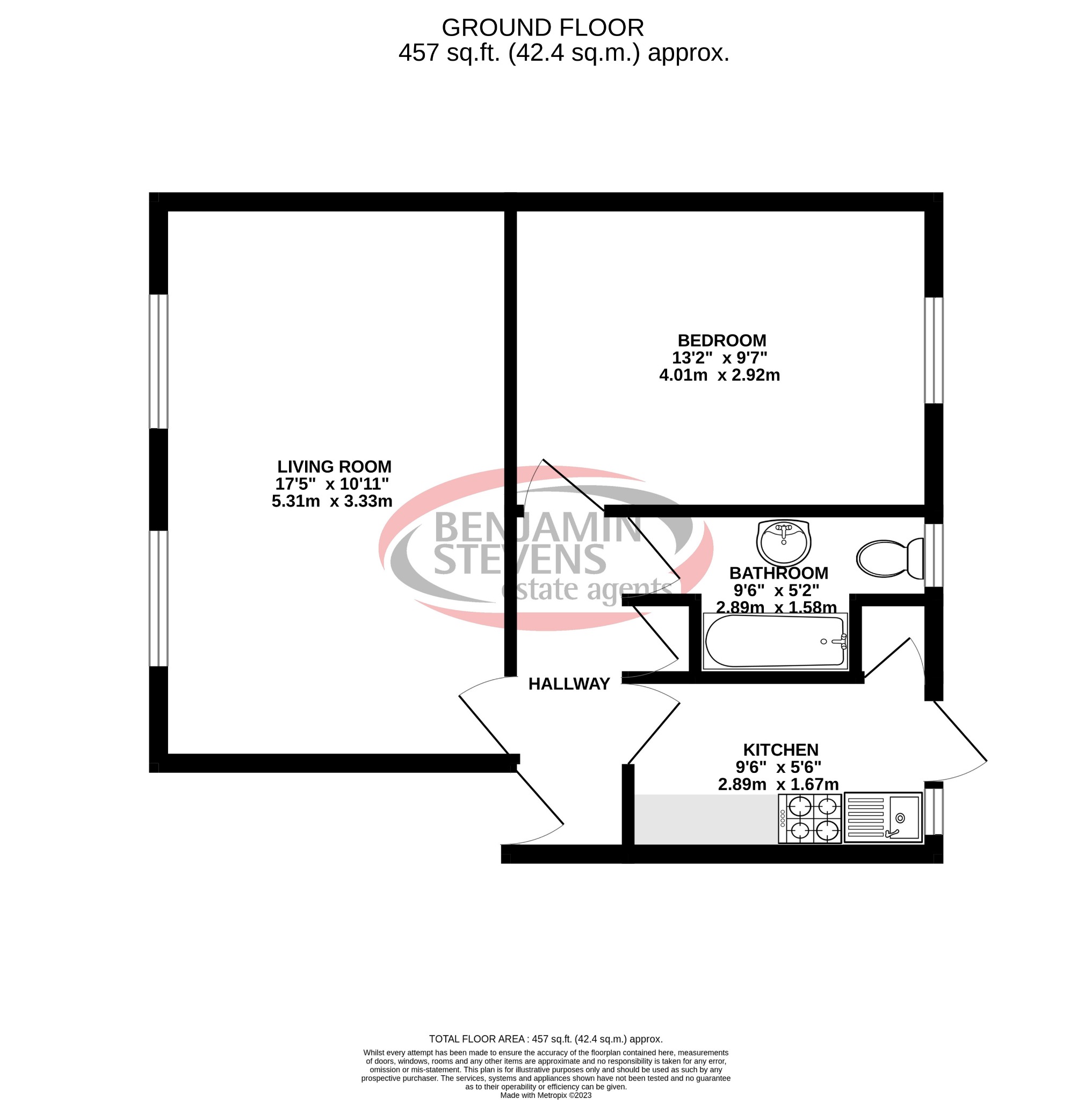1 bed flat to rent in Hale Lane, Edgware - Property Floorplan
