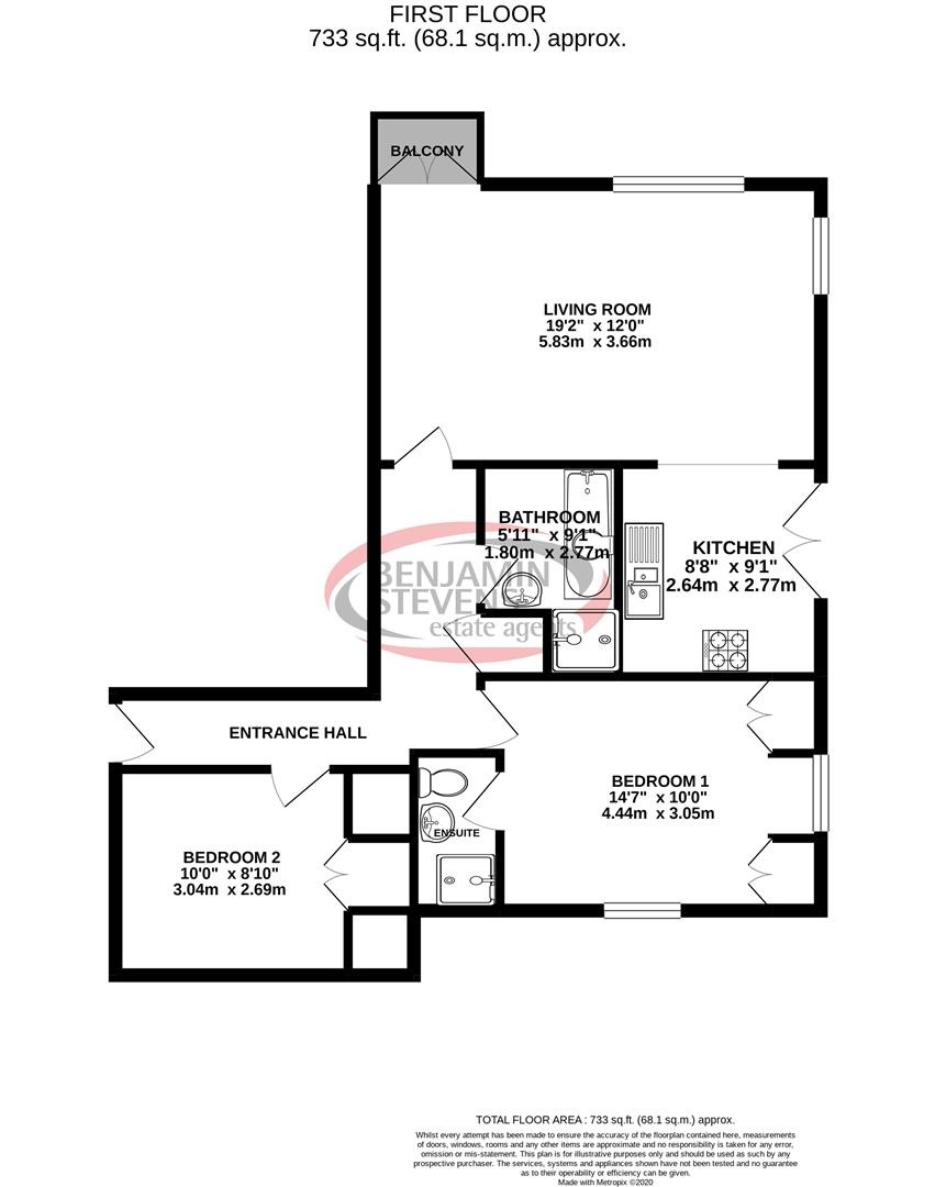 2 bed flat to rent in Hale Lane, Edgware - Property Floorplan