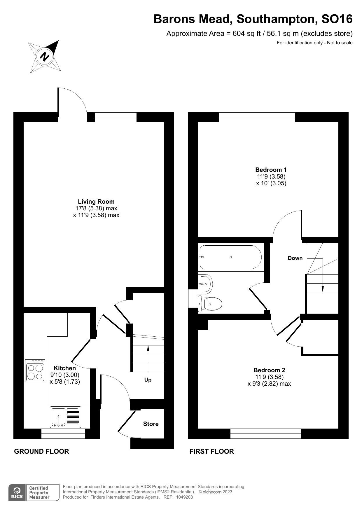 2 bed end of terrace house for sale in Barons Mead, Southampton - Property Floorplan