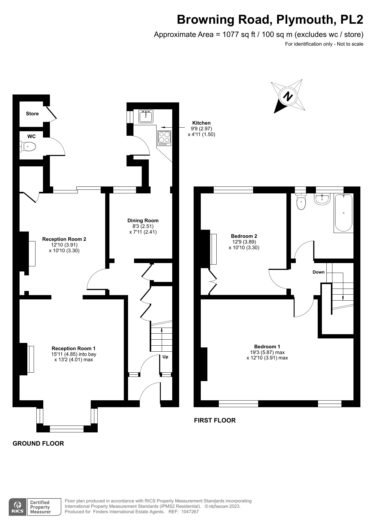 2 bed terraced house for sale in Browning Road, Plymouth - Property Floorplan