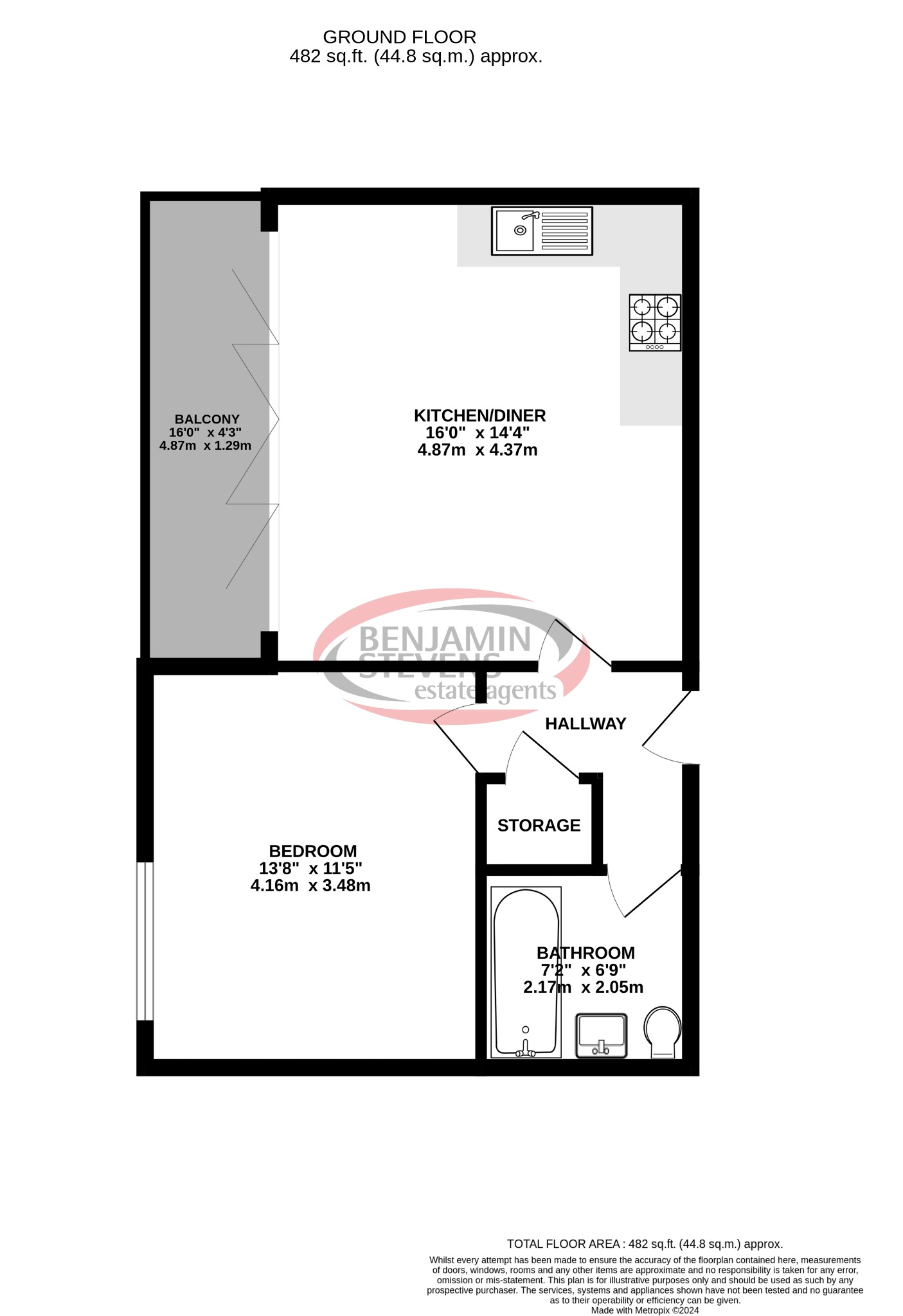 1 bed flat to rent in Elstree House, Borehamwood - Property Floorplan
