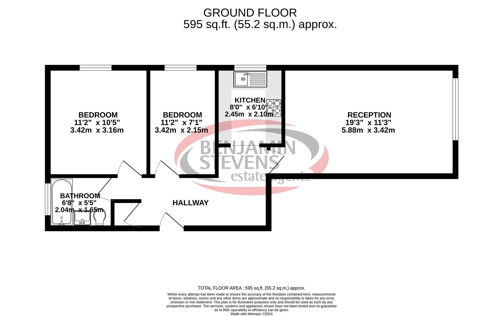 2 bed flat to rent in Claybury, Bushey - Property Floorplan