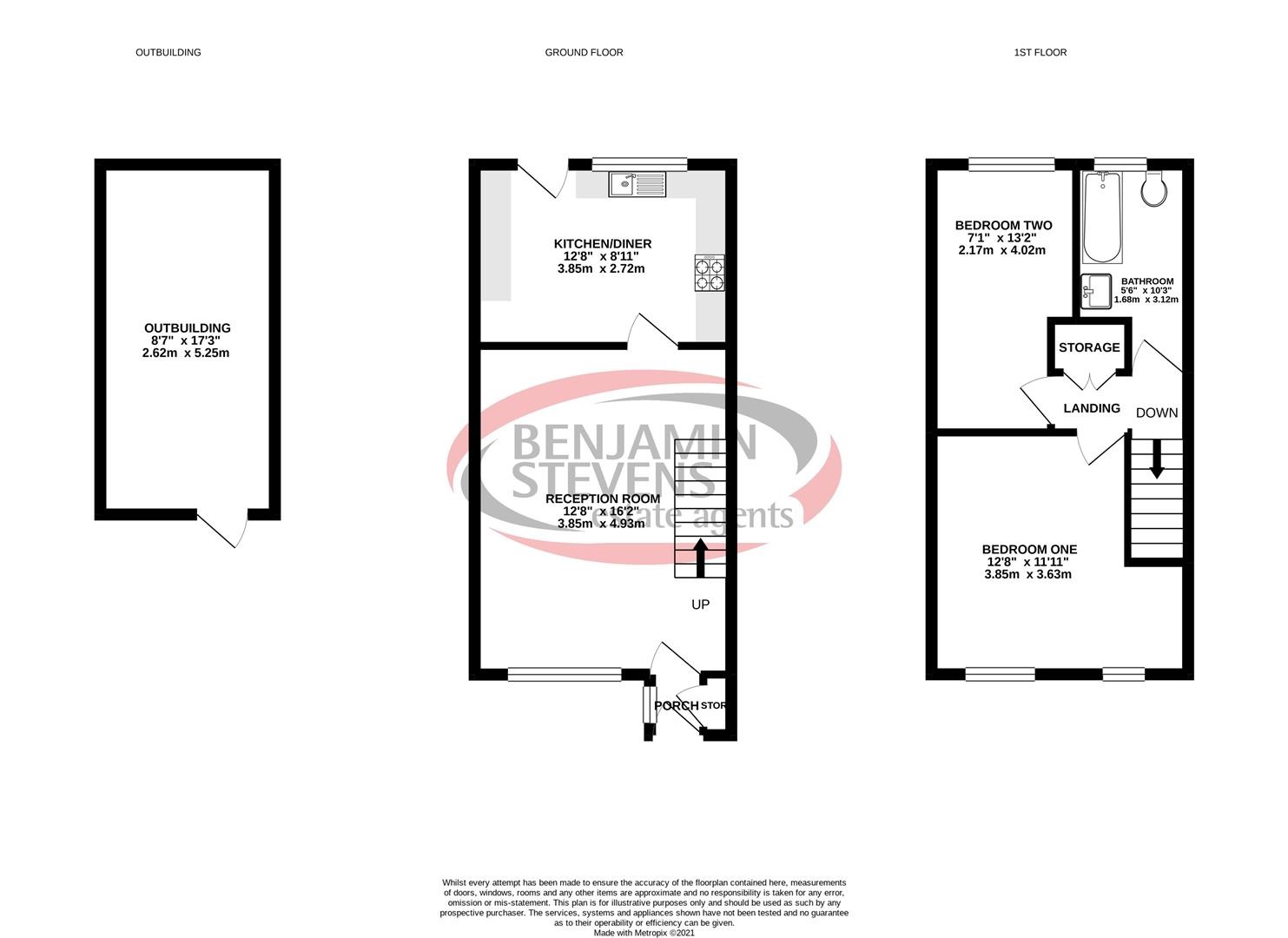 2 bed terraced house for sale in Dallow Road, Luton - Property Floorplan
