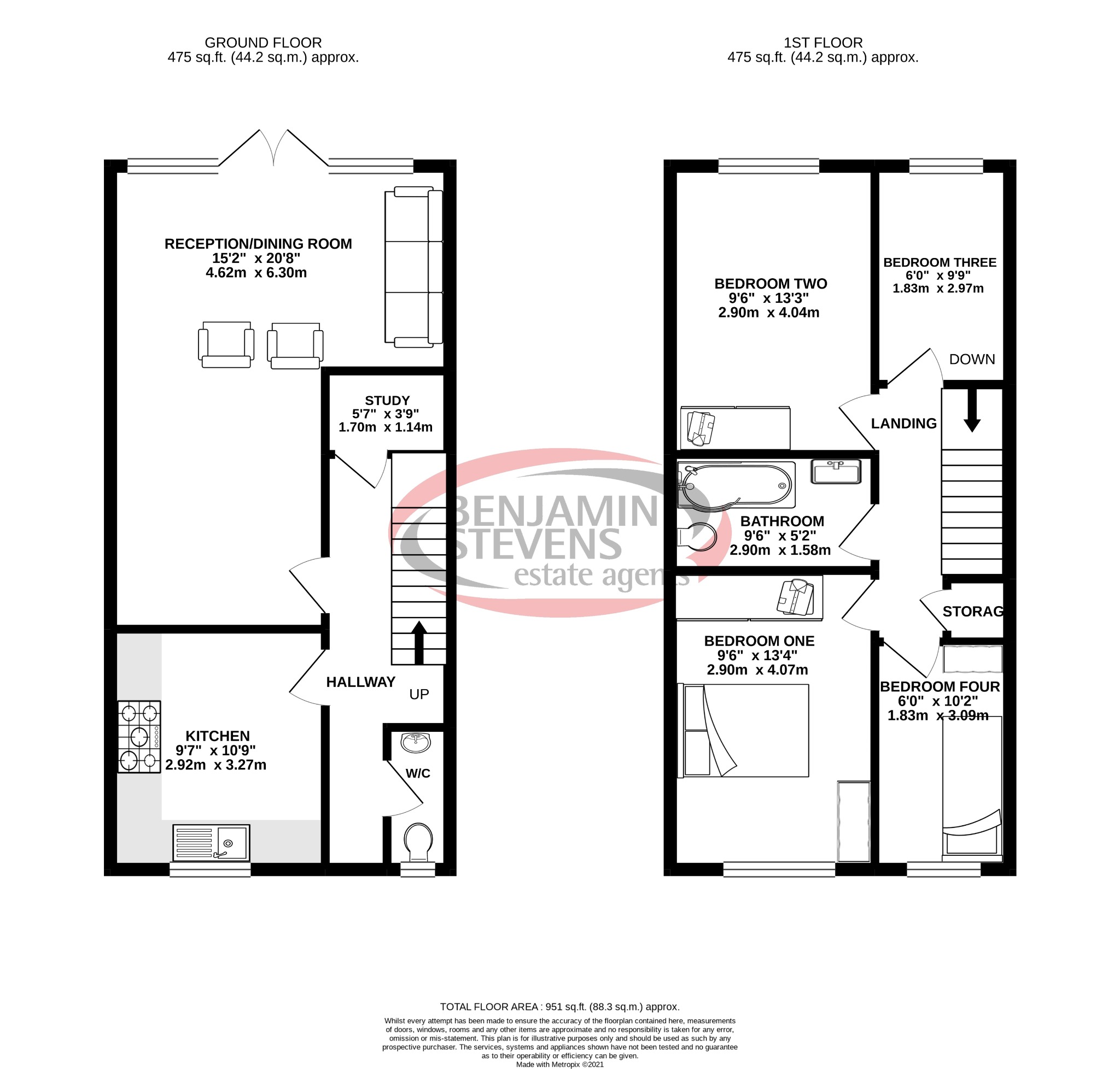 4 bed semi-detached house to rent in Plough Close, Luton - Property Floorplan