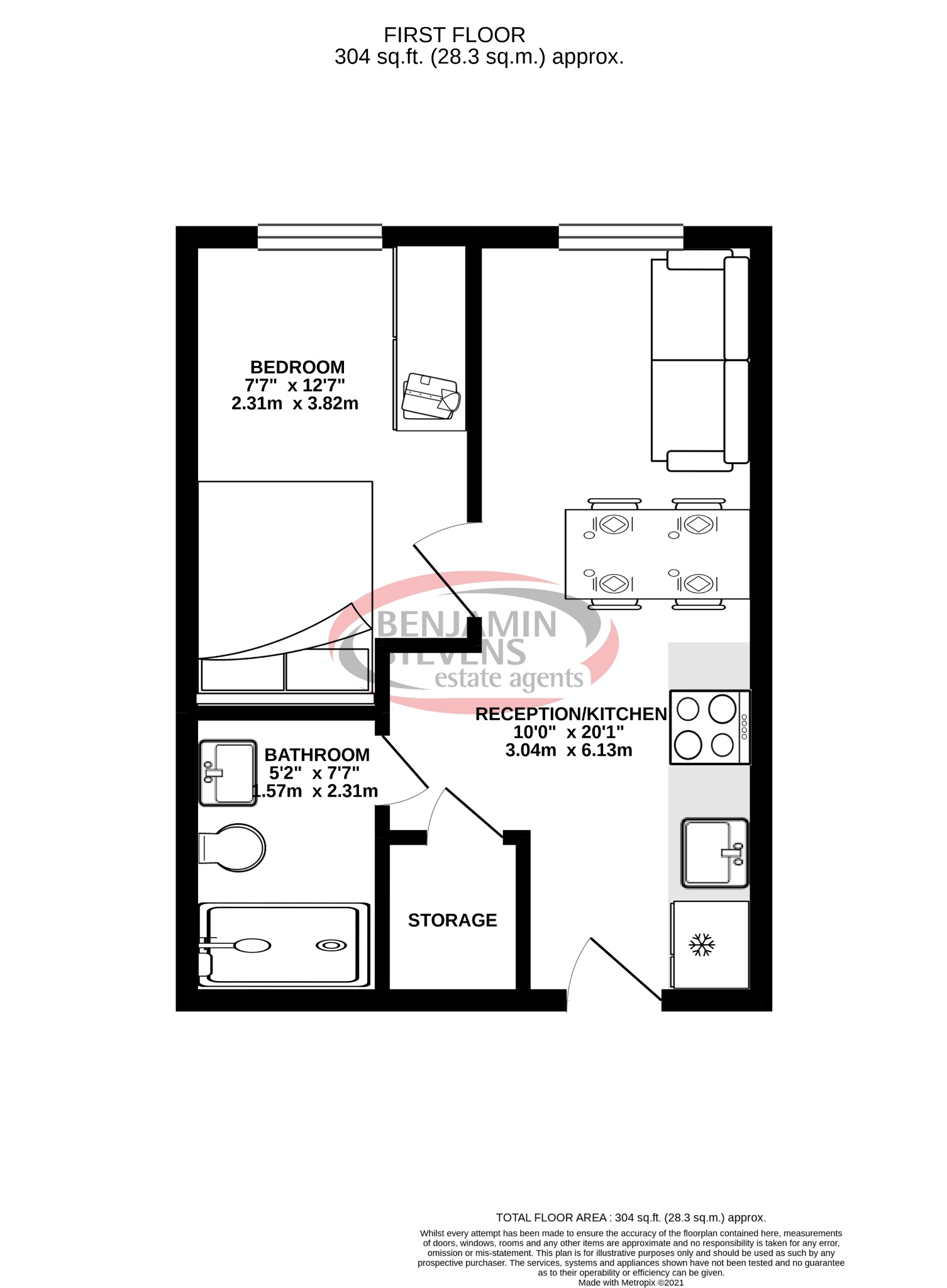 1 bed flat to rent in Liverpool Road, Luton - Property Floorplan