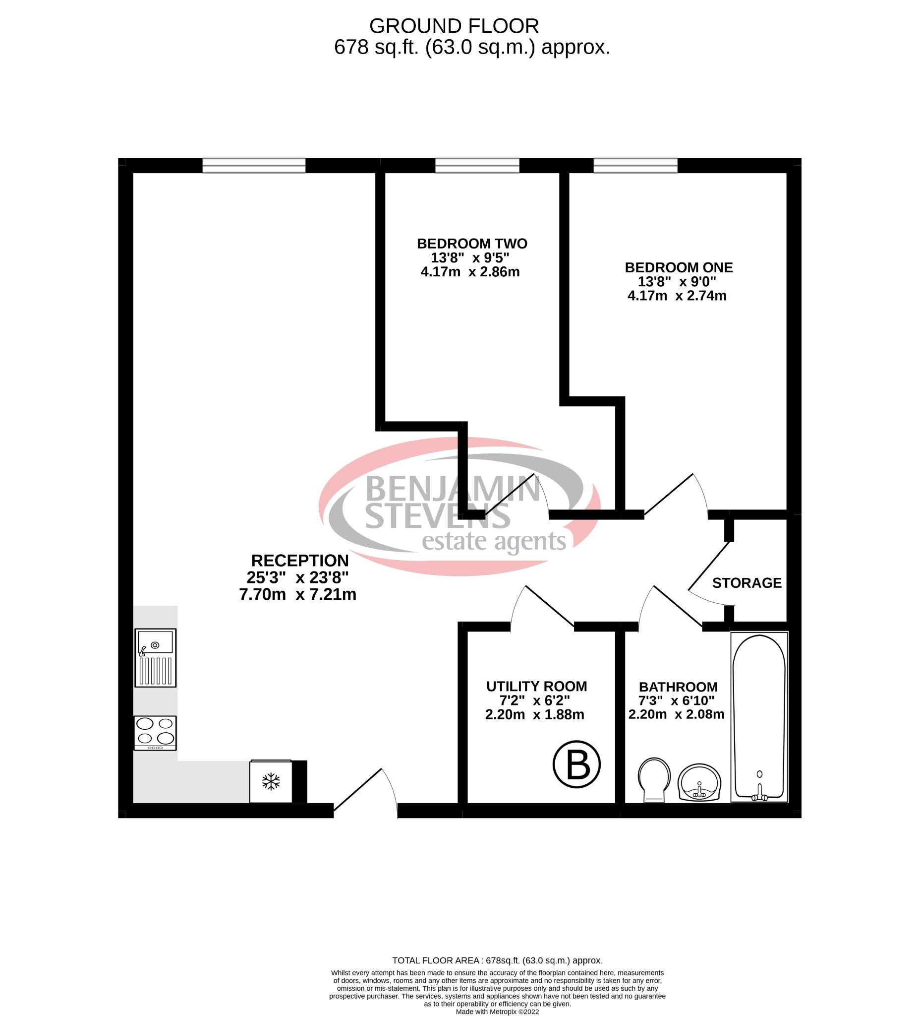 2 bed flat for sale in Kimpton Road, Luton - Property Floorplan