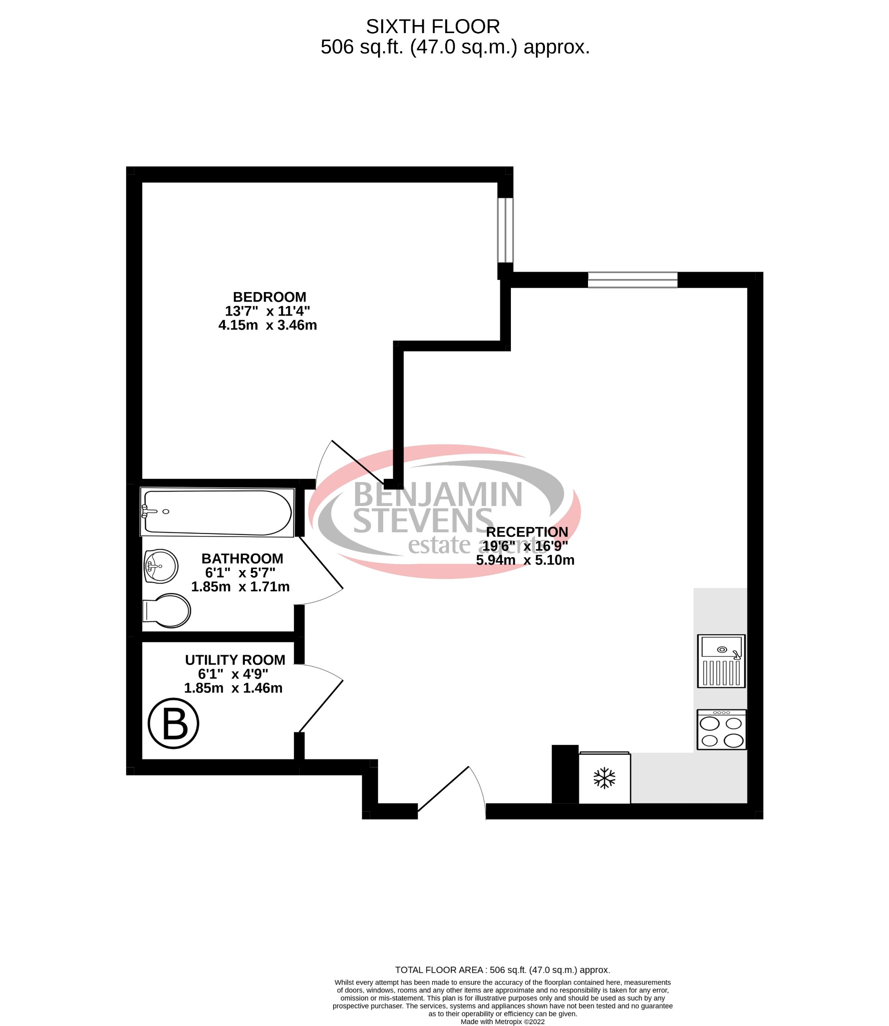 1 bed flat for sale in Kimpton Road, Luton - Property Floorplan