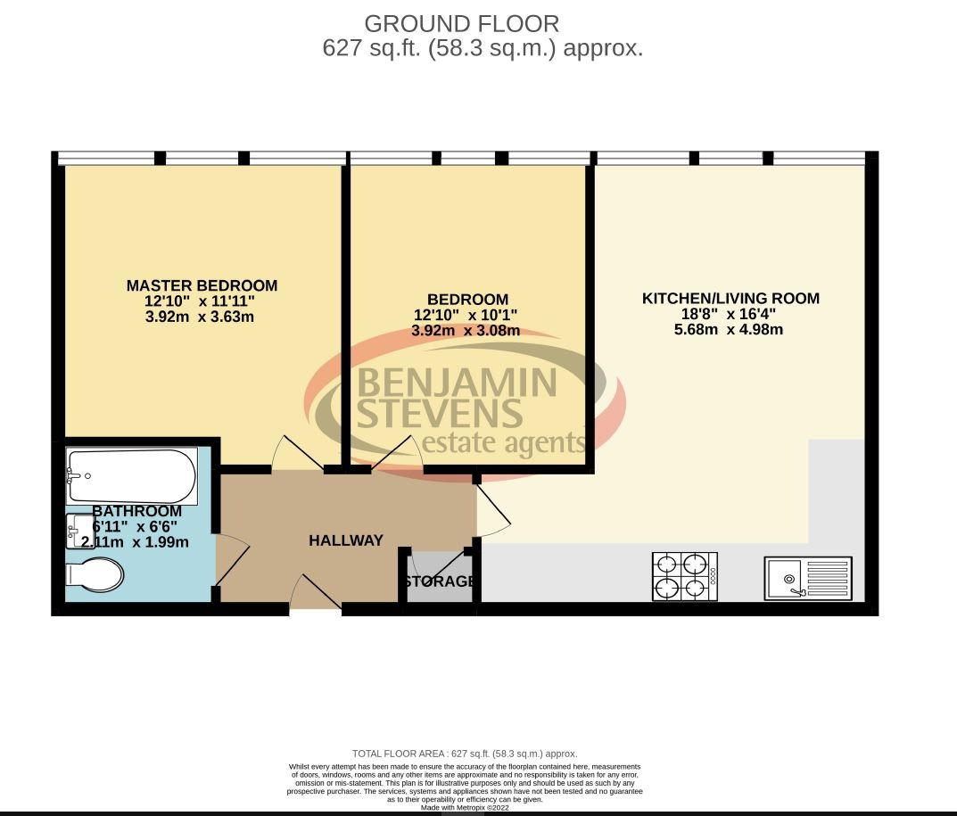 2 bed flat for sale in St. Anns Road, Harrow - Property Floorplan