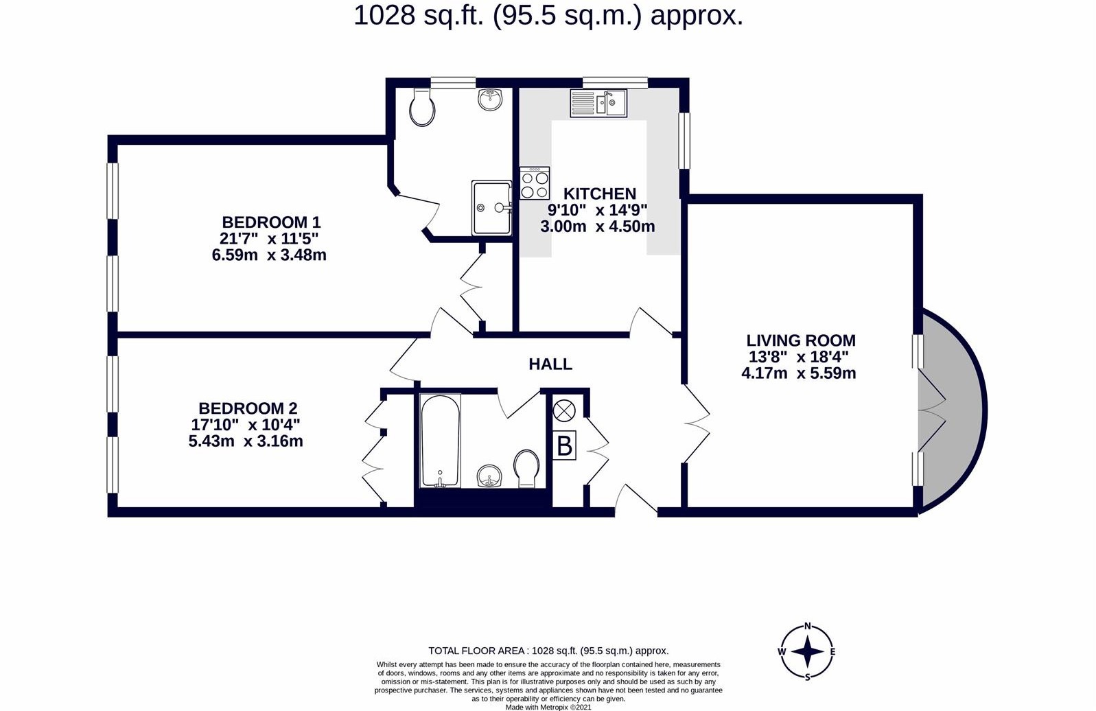 2 bed flat for sale in Ducks Hill Road, Northwood - Property Floorplan