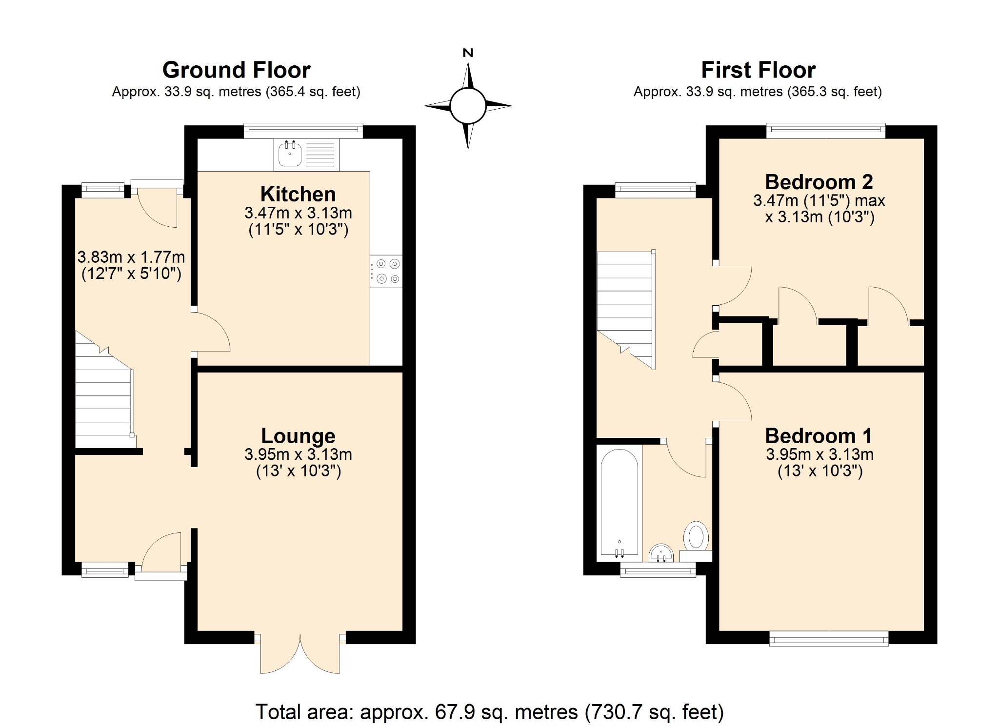 2 bed end of terrace house for sale in Hydean Way, Stevenage - Property Floorplan