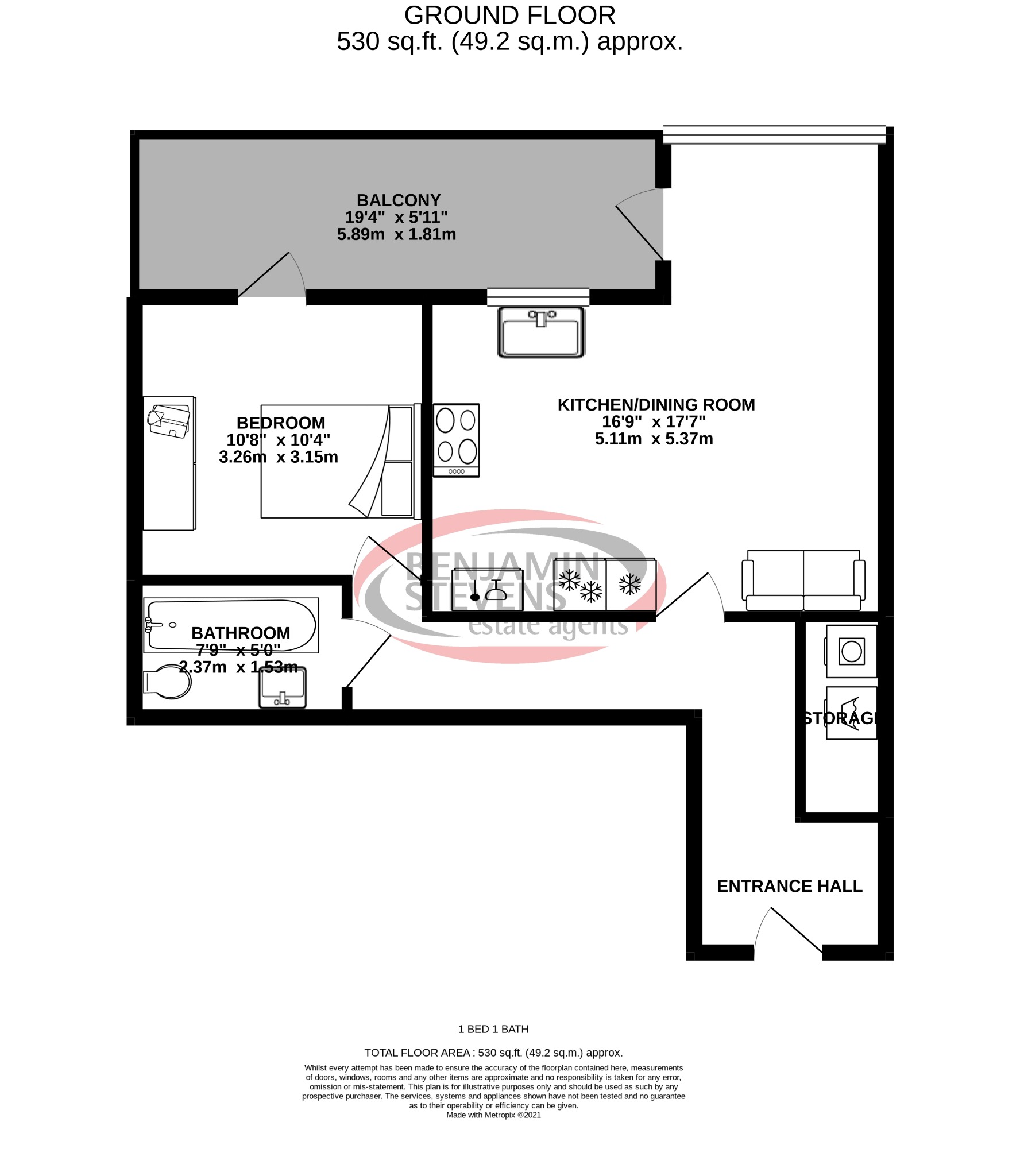 1 bed flat to rent in Station Approach, Hayes - Property Floorplan