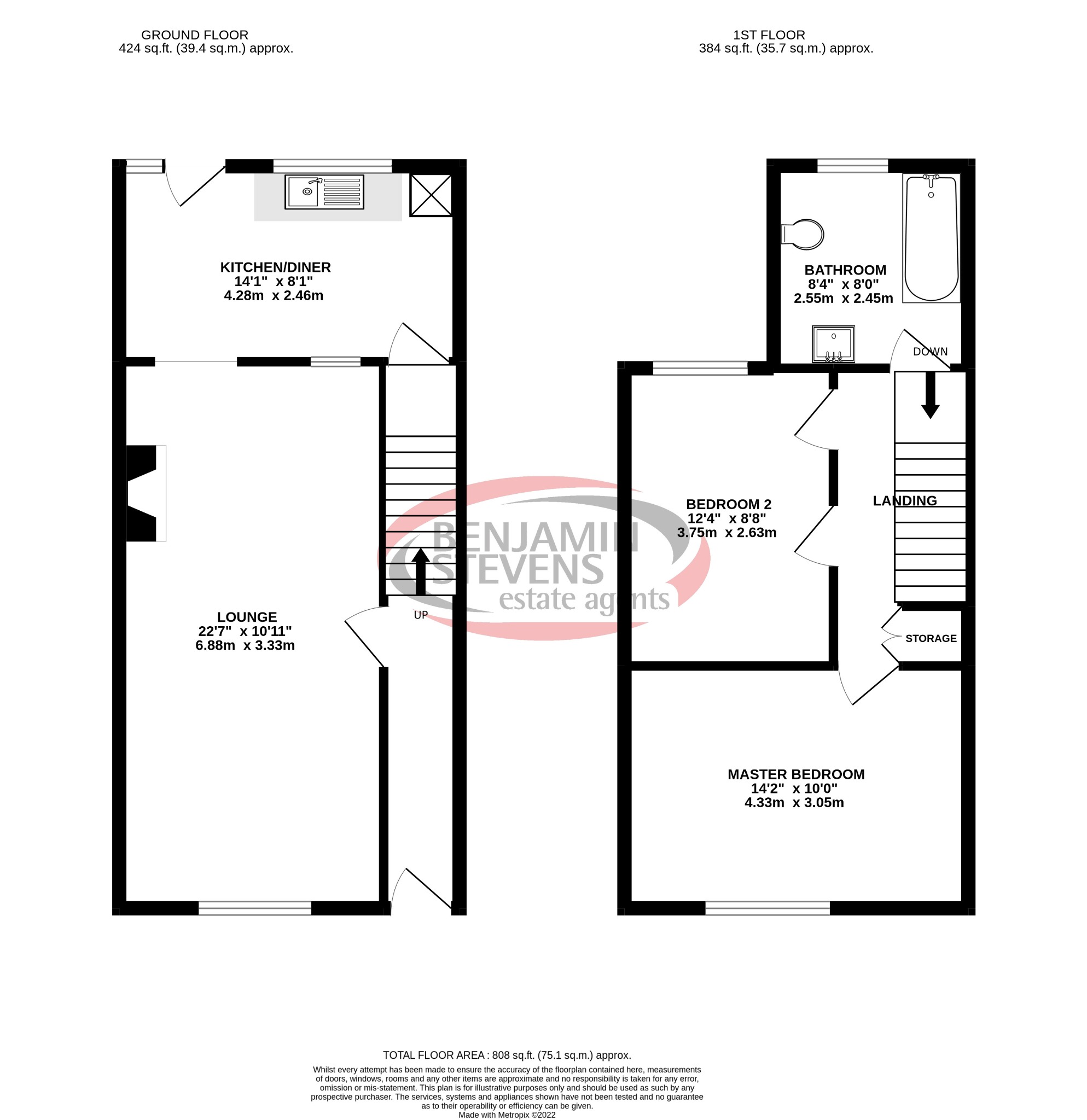 2 bed terraced house for sale in Albion Road, Kettering - Property Floorplan