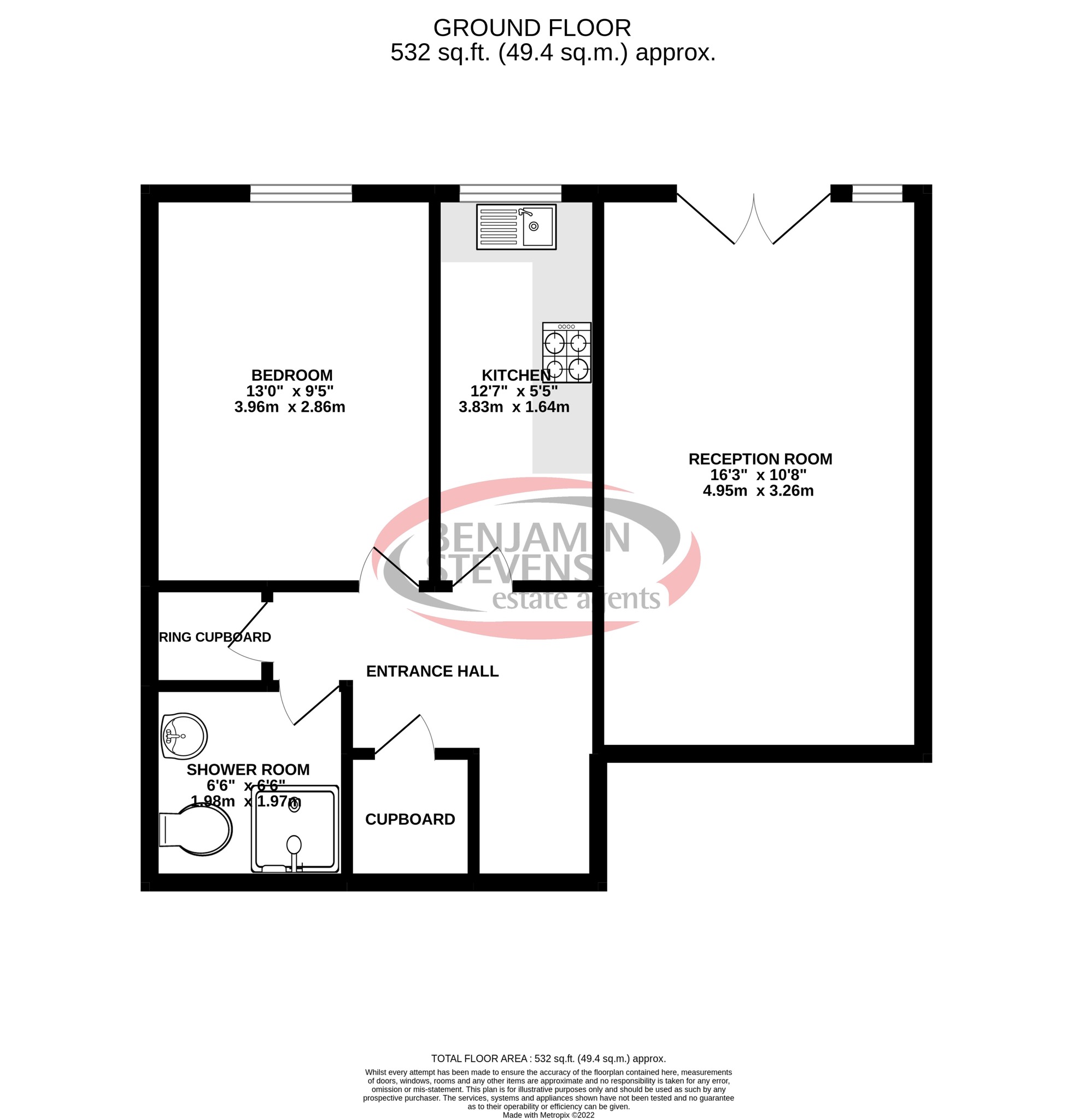 1 bed ground floor flat for sale in Uxbridge Road, Pinner - Property Floorplan