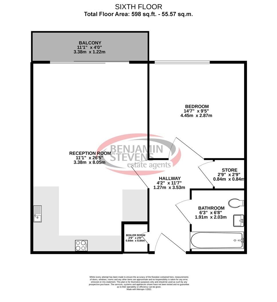 1 bed flat for sale in Peartree Way, London - Property Floorplan