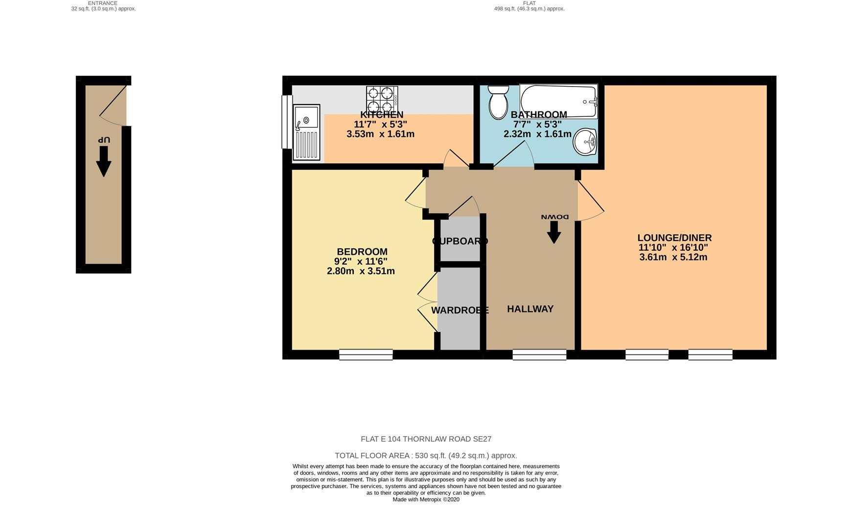 1 bed flat for sale in Thornlaw Road, London - Property Floorplan
