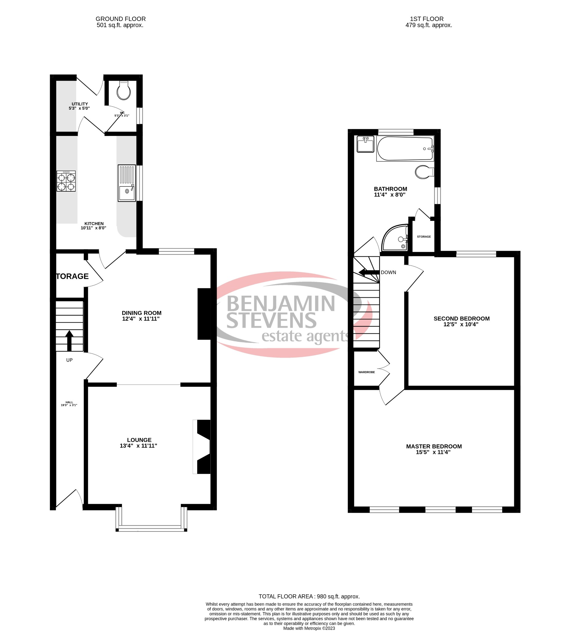 2 bed terraced house for sale in Little Irchester, Northamptonshire - Property Floorplan
