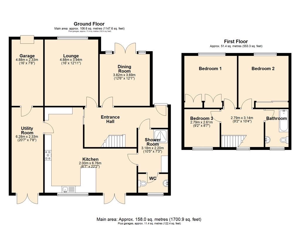 3 bed detached house for sale in Hertford Road, Welwyn - Property Floorplan