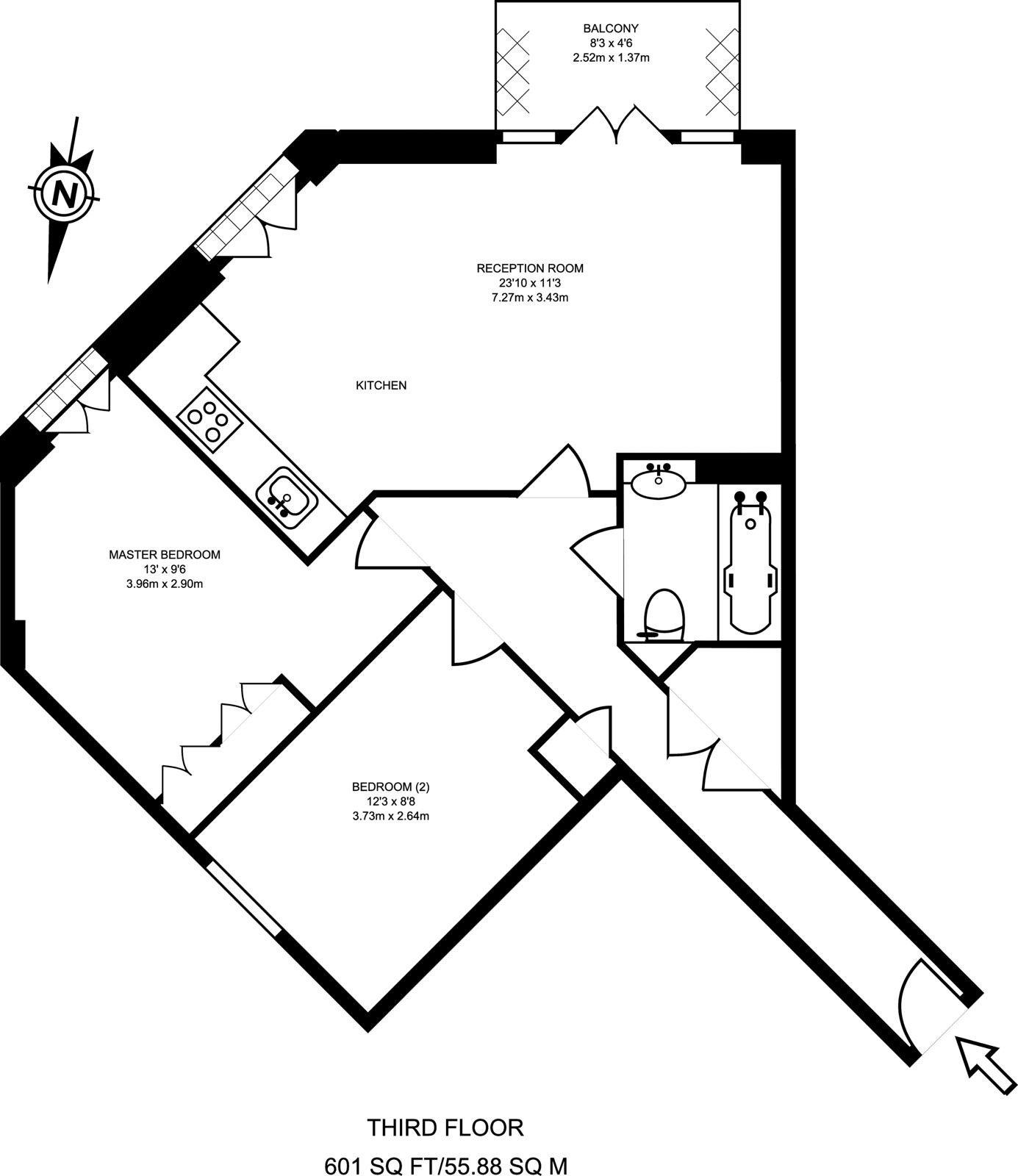 2 bed flat for sale in Naxos Building, London - Property Floorplan