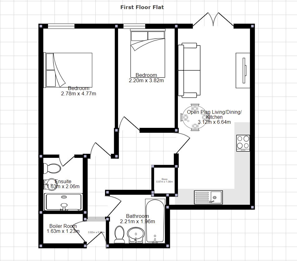 2 bed flat for sale in Featherstone Road, Southall - Property Floorplan