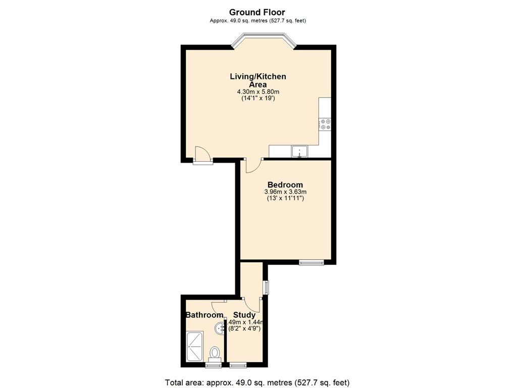 1 bed flat for sale in Walsworth Road, Hertfordshire - Property Floorplan