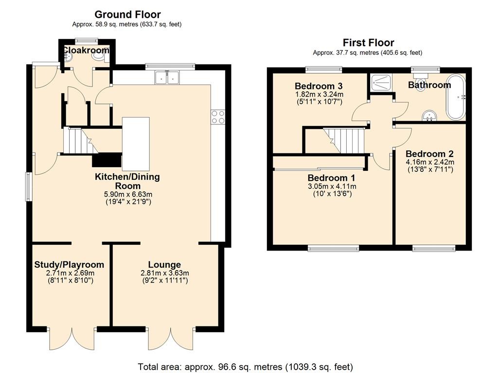 3 bed end of terrace house for sale in Broadwater Crescent, Stevenage - Property Floorplan