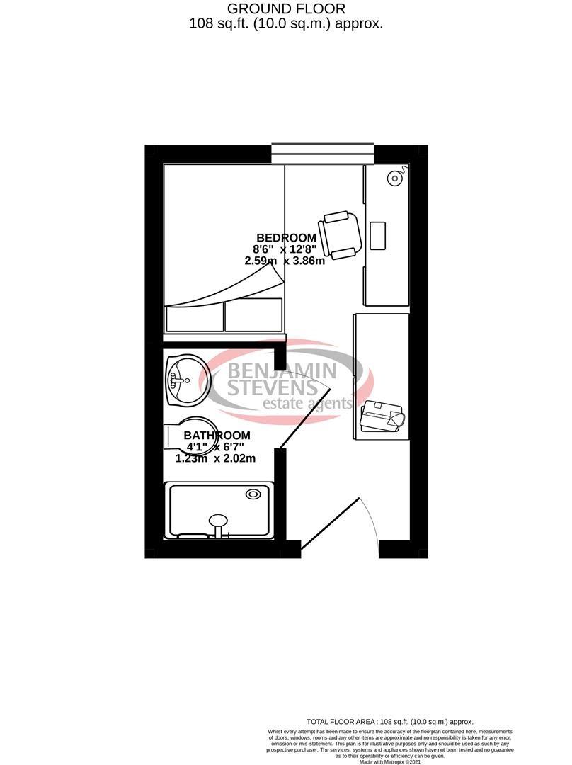 Studio flat for sale in Park Street, Luton - Property Floorplan