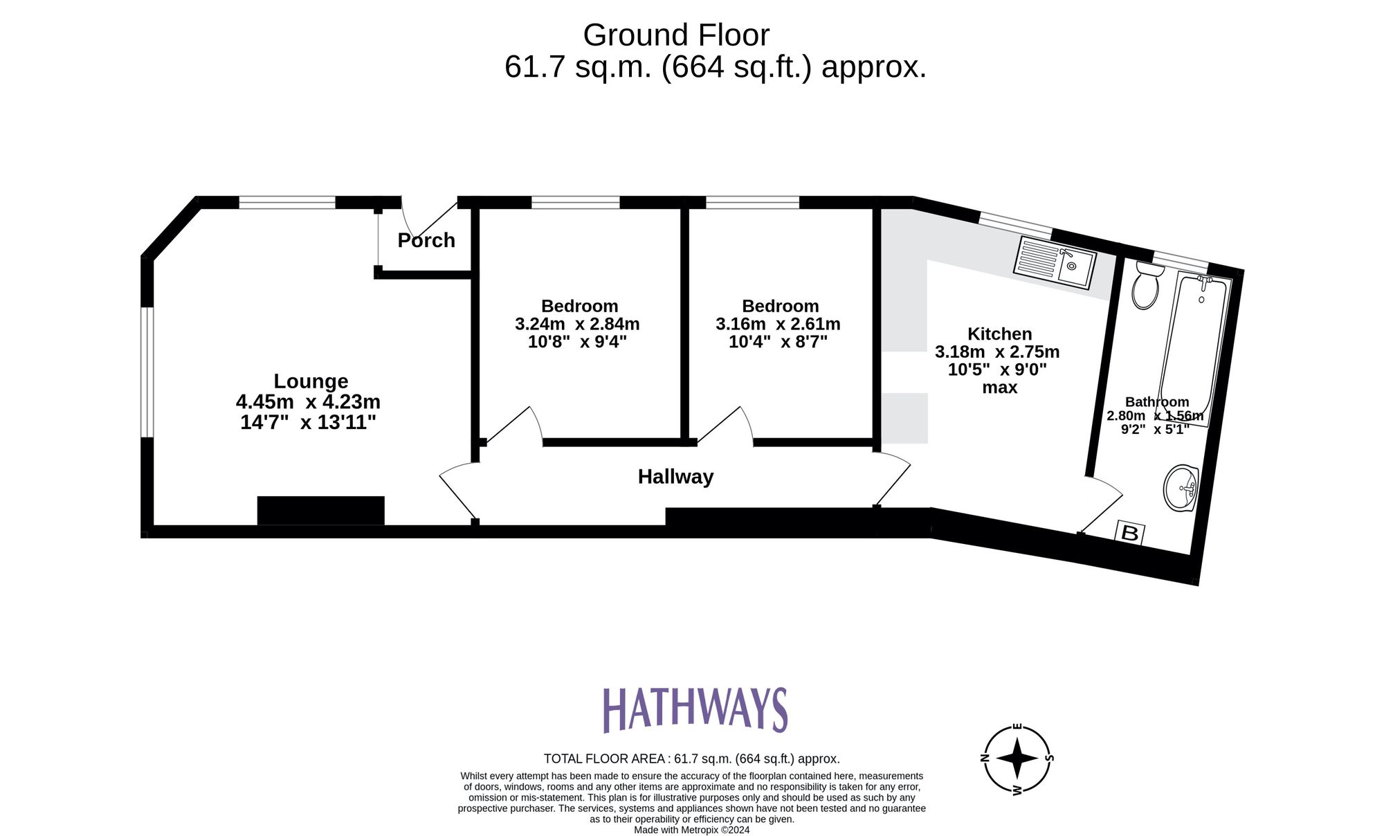 2 bed ground floor flat for sale in Windsor Road, Pontypool - Property Floorplan