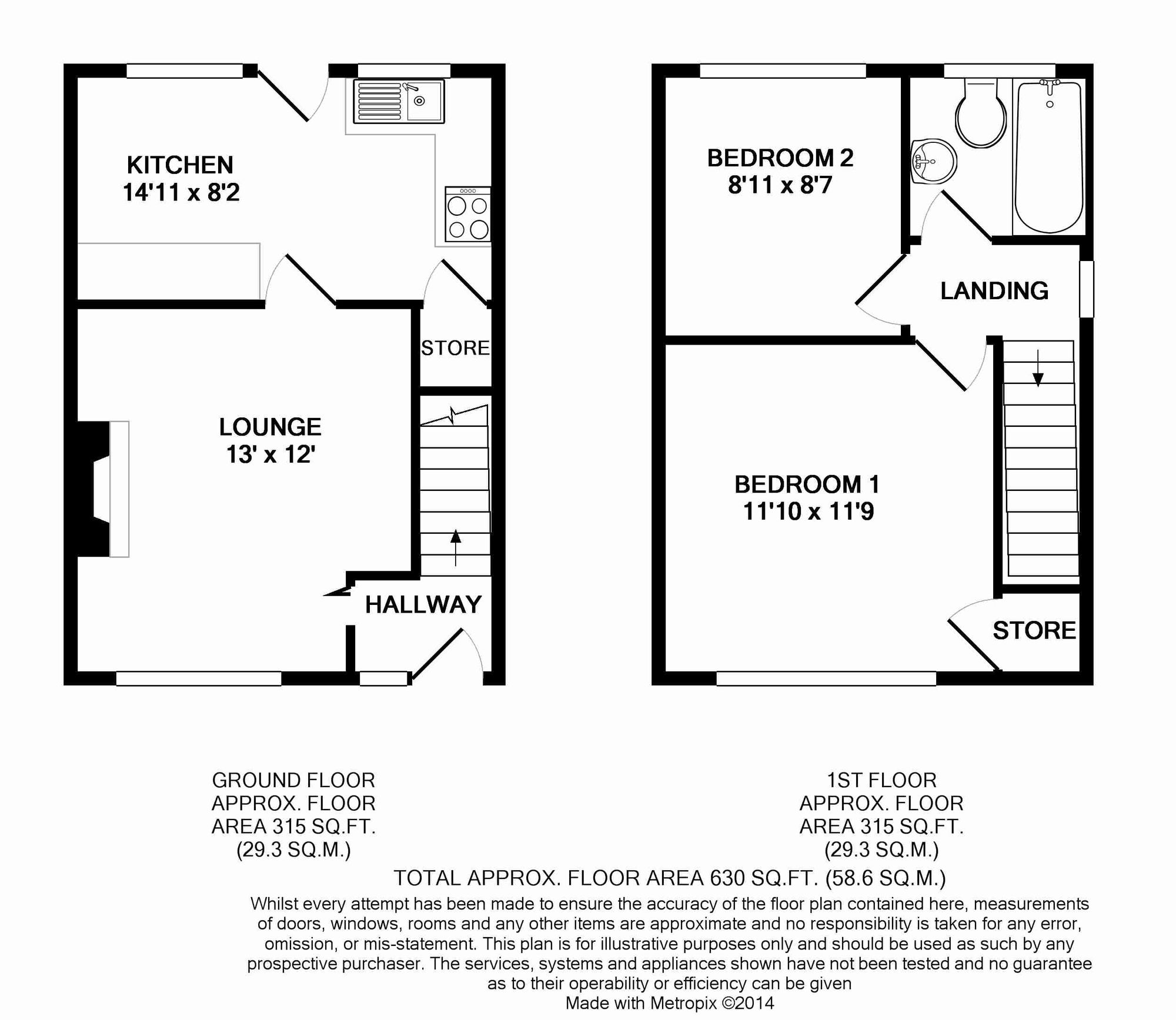 2 bed semi-detached house for sale in Milton Close, Pontypridd - Property Floorplan