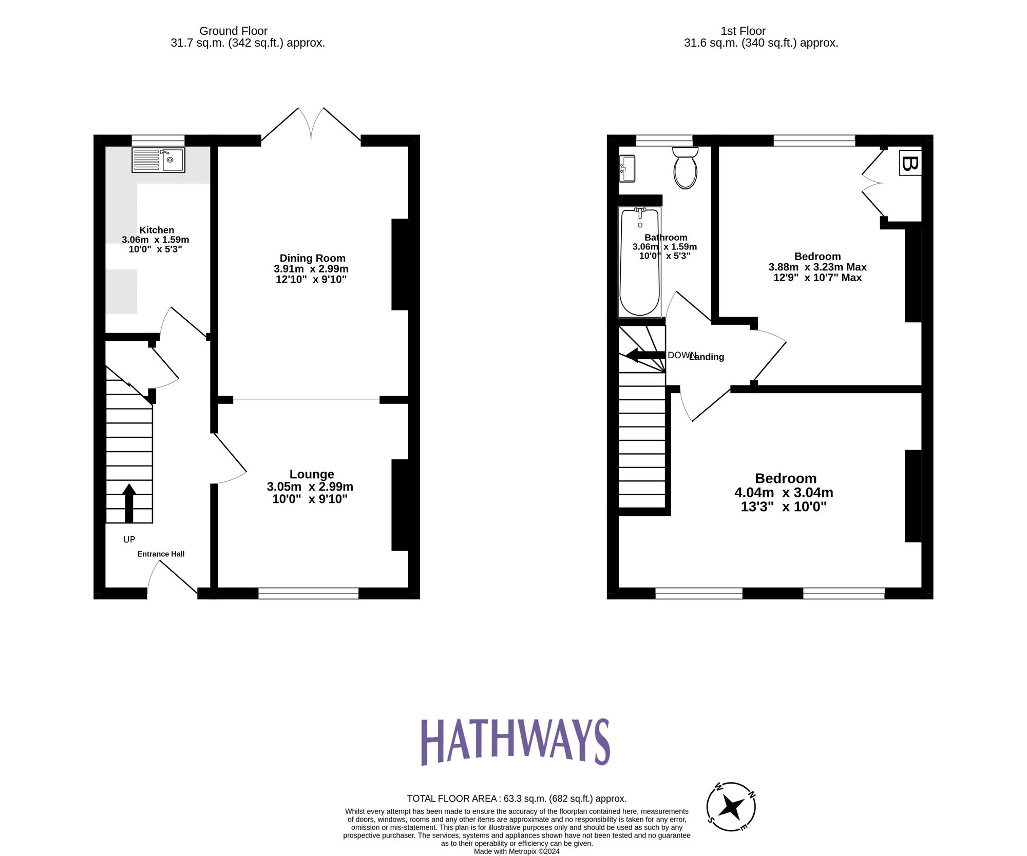 2 bed mid-terraced house for sale in Brook Street, Cwmbran - Property Floorplan