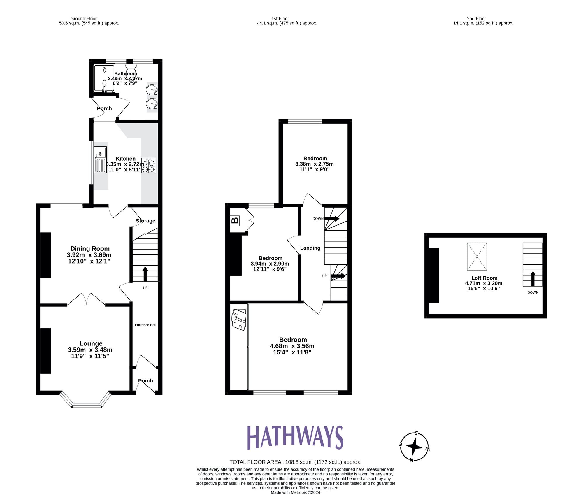 3 bed terraced house for sale in Brooklands Terrace, Cwmbran - Property Floorplan