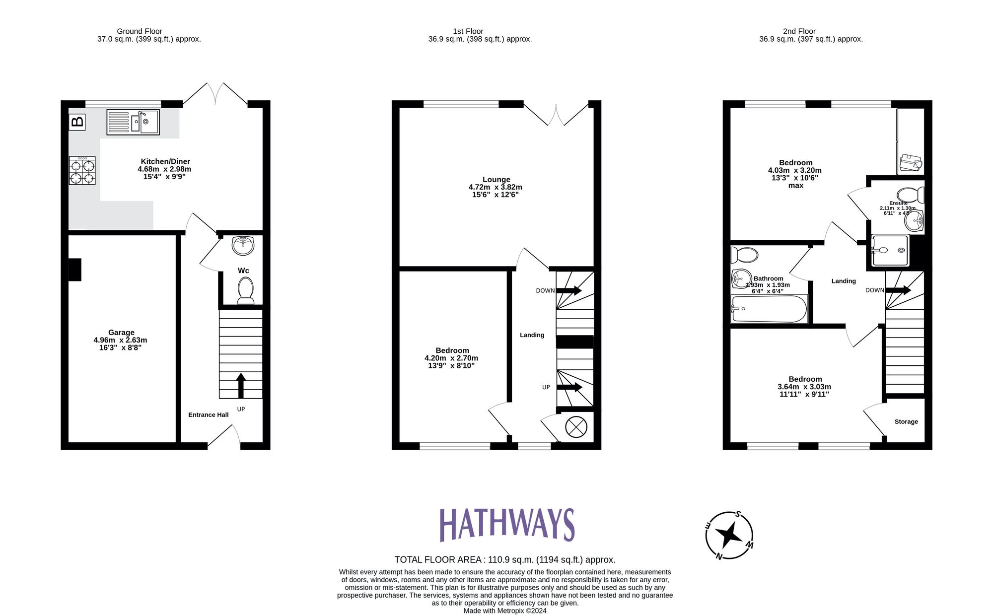 3 bed terraced town house for sale in Blaen Bran Close, Cwmbran - Property Floorplan