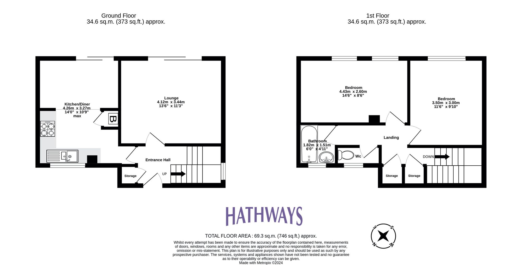 2 bed mid-terraced house for sale in Bowleaze, Cwmbran - Property Floorplan