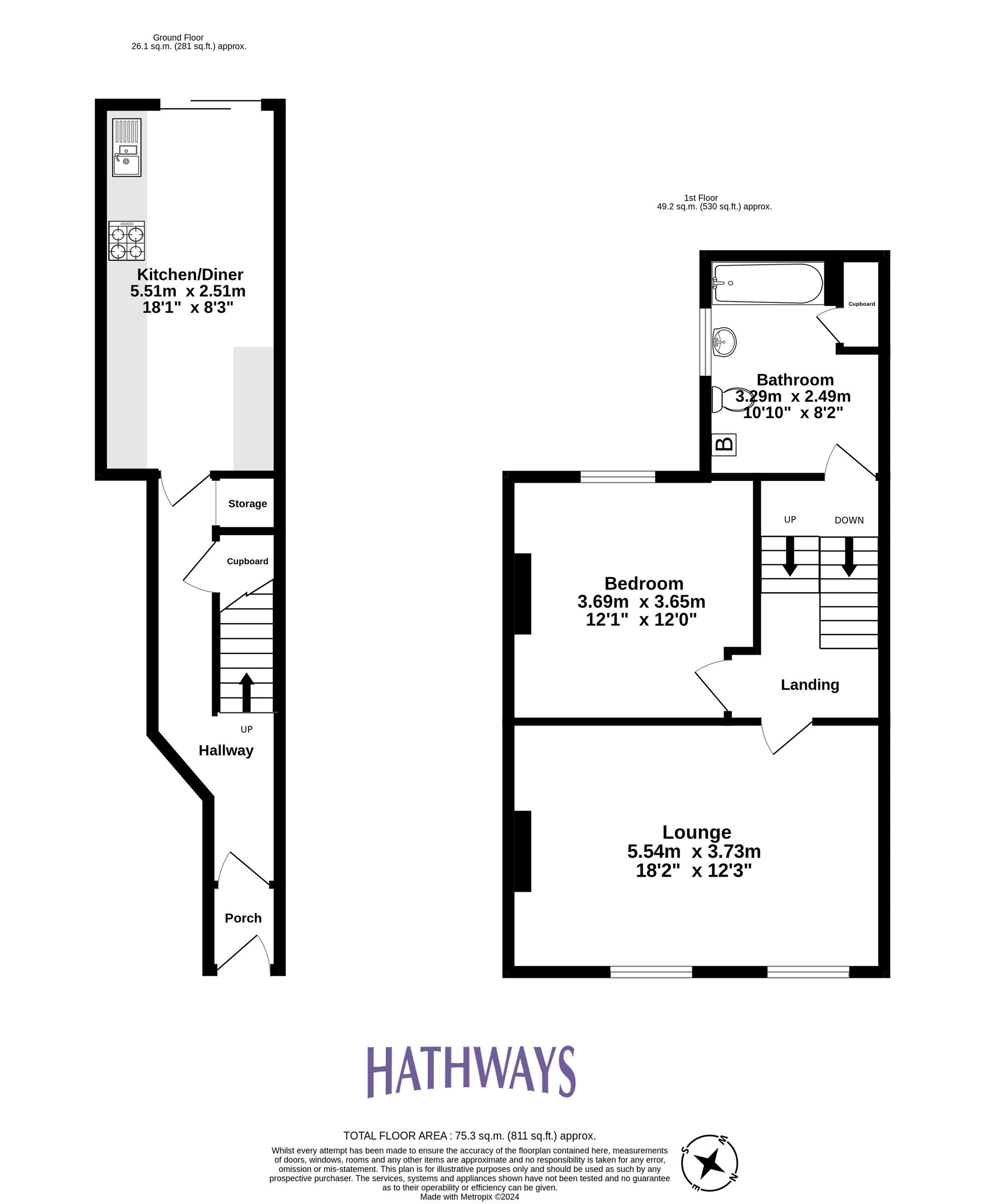 1 bed flat for sale in Victoria Street, Cwmbran - Property Floorplan