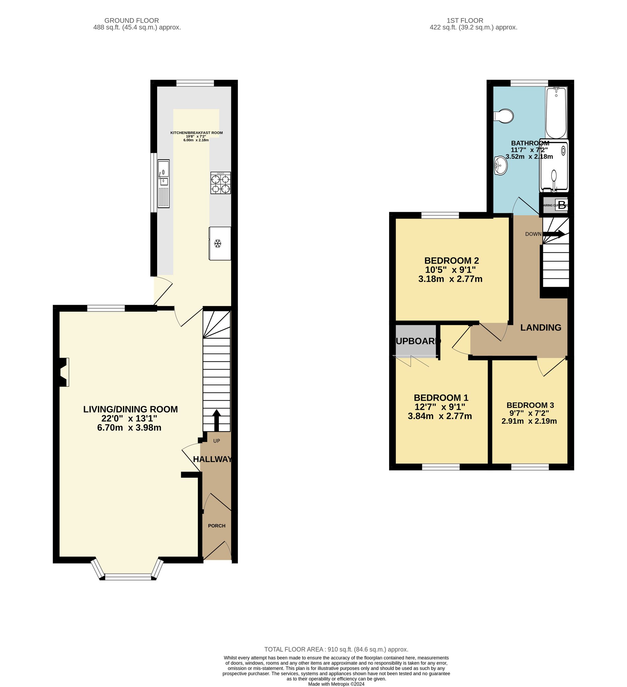 3 bed mid-terraced house for sale in Bailey Street, Ebbw Vale - Property Floorplan