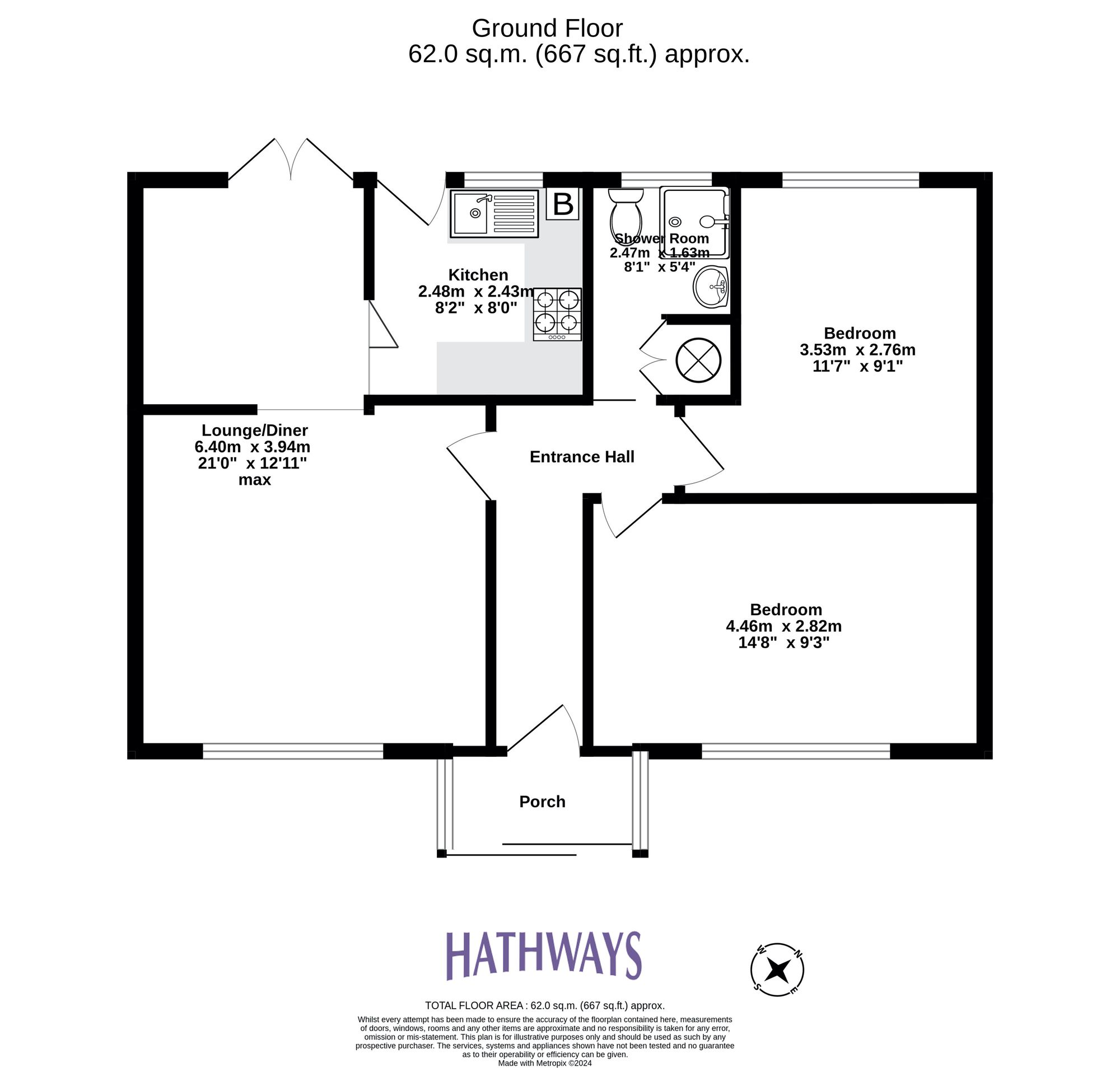 2 bed semi-detached bungalow for sale in Gainsborough Close, Cwmbran - Property Floorplan