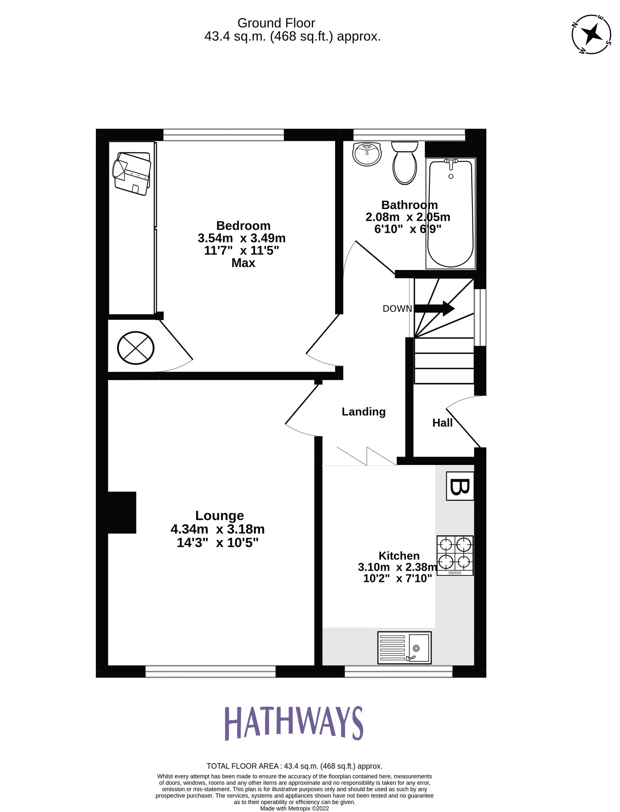 1 bed flat for sale in Bryn Heulog, Pontypool - Property Floorplan